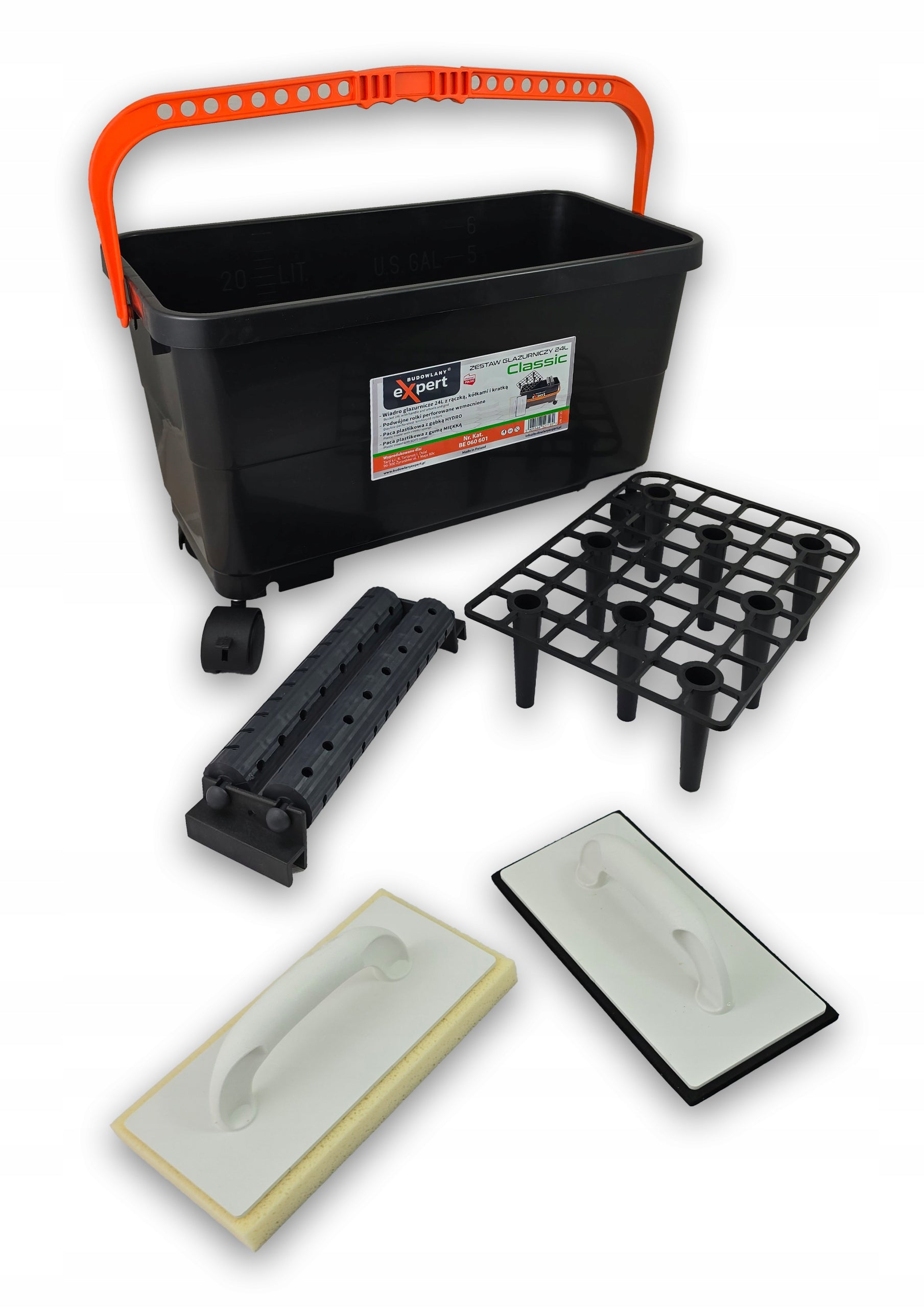 Plytelių glaistymo kibiras GLAZE SET CLASSIC, 7 dalių, 24 l