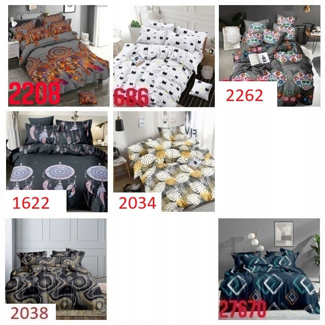 3D BEDDING SET 160x200 SATIN COTTON BEDDING +2xCOVERS PATTERNS Length of comforter cover 200 cm