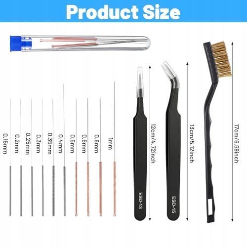 3D PRINTER CLEANING KIT 13PCS NEEDLE NOZZLE TWEEZERS steel Manufacturer code Bez marki