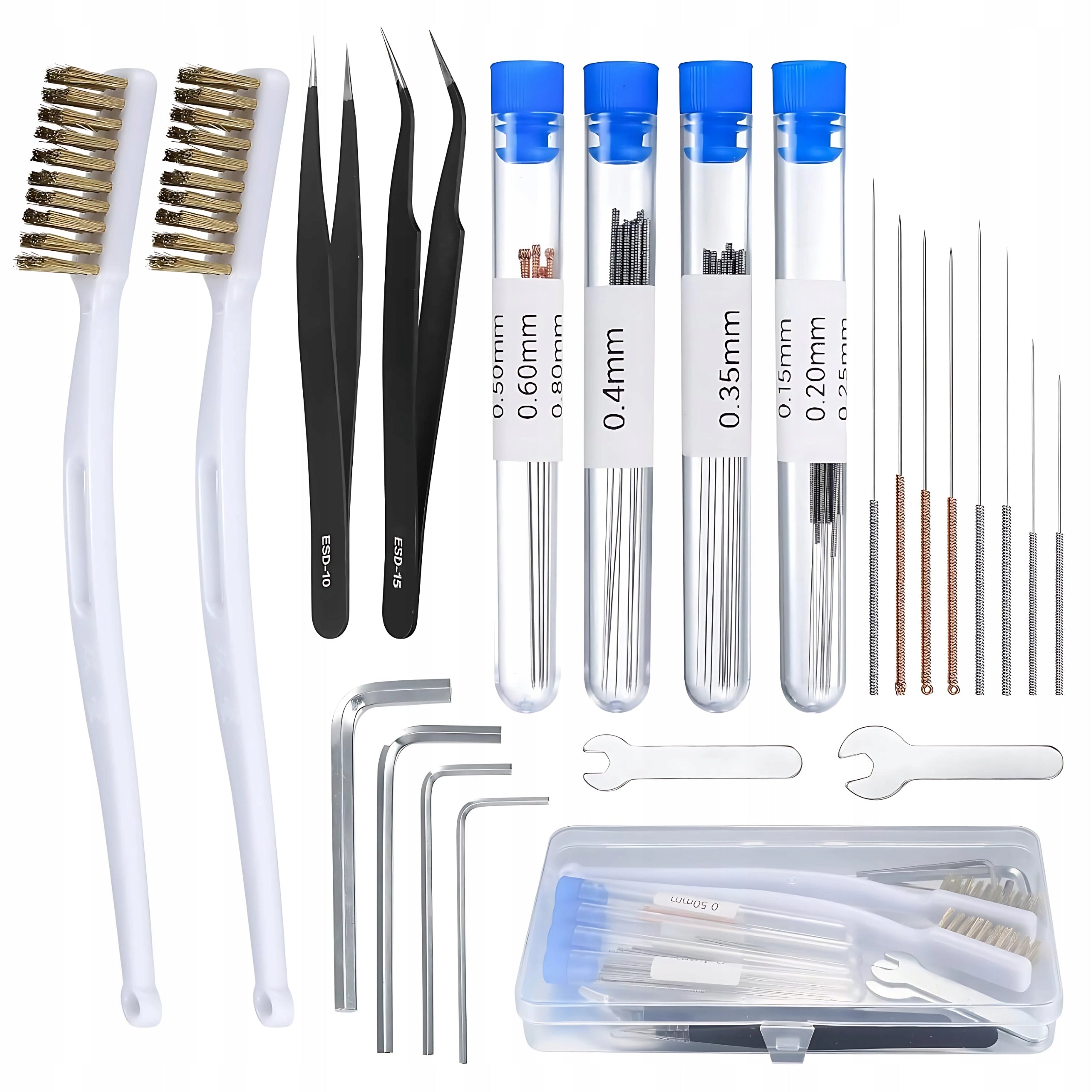 3D Printer Nozzle Cleaning Kit Brush Needles Accessories 44 el.