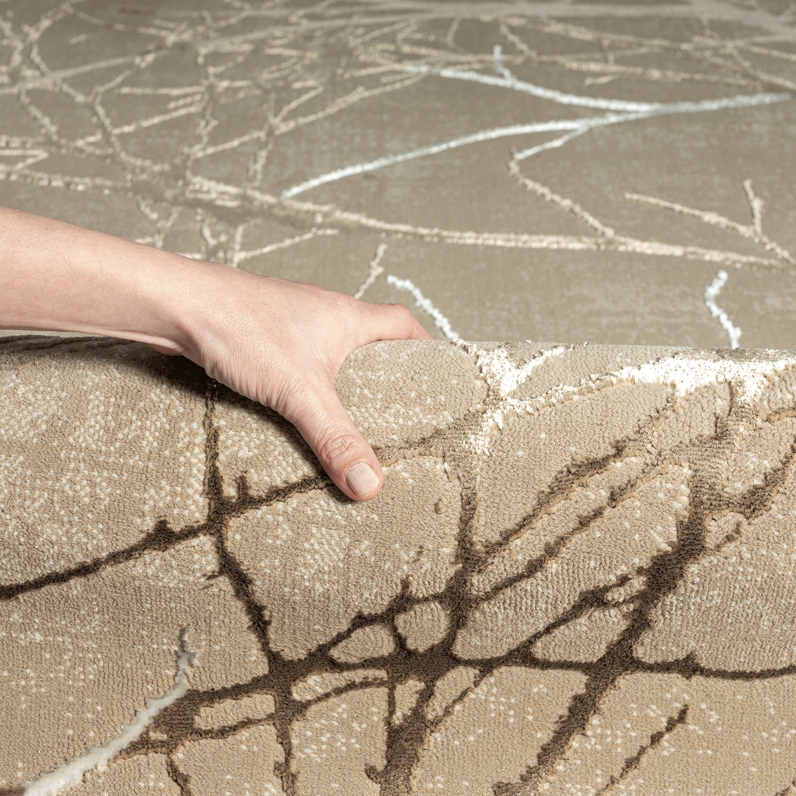 3D carpet short hair modern Mila the carpet beige and gold 200x290 Length 290 cm