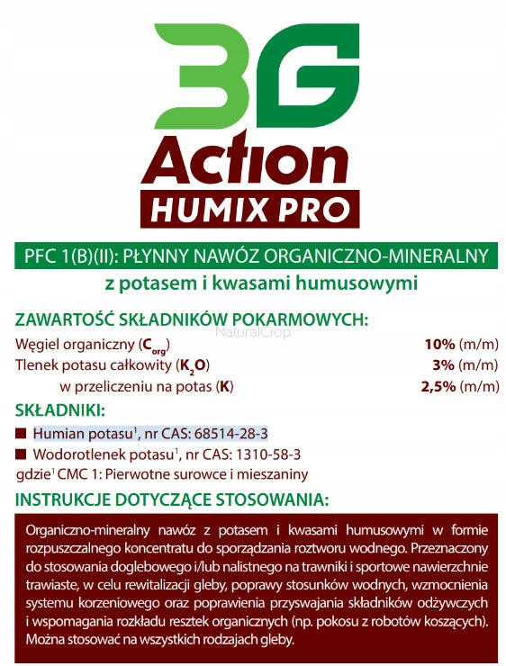 3G Action HUMIX PRO Fertilizer 1L Beautiful Lush Healthy Lawn Drought Resistant Manufacturer NaturalCrop