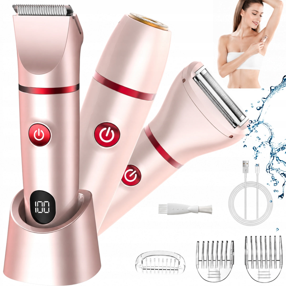 3IN 1 WOMEN'S SHAVER,ELECTRIC HAIR SHAVER FOR WOMEN,RECHARGEABLE