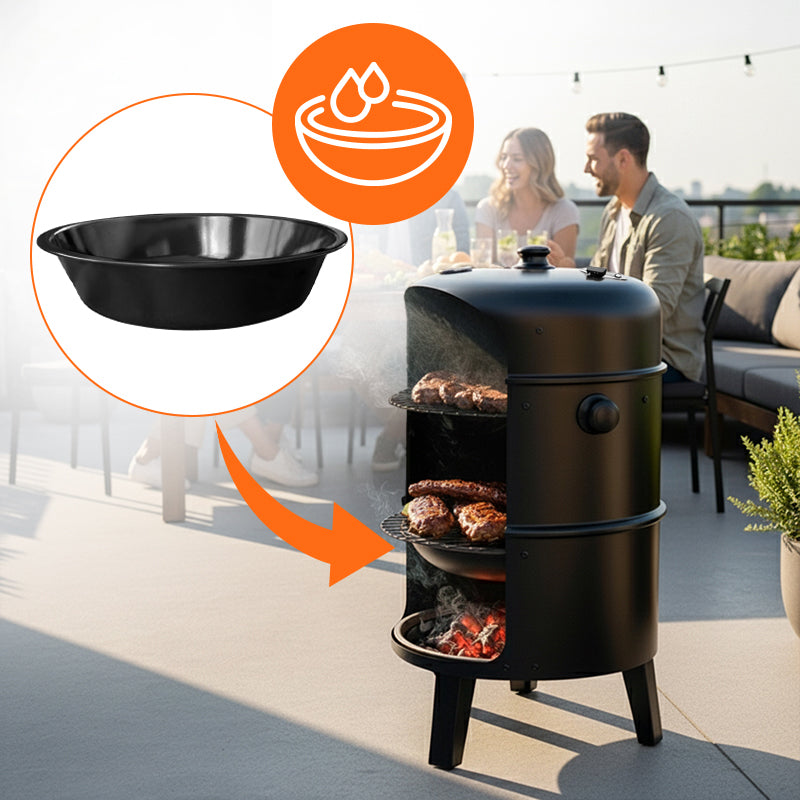 3IN1 GARDEN CHARCOAL GRILL FIRE PIT WITH THERMOMETER COVER Grate width 38 cm