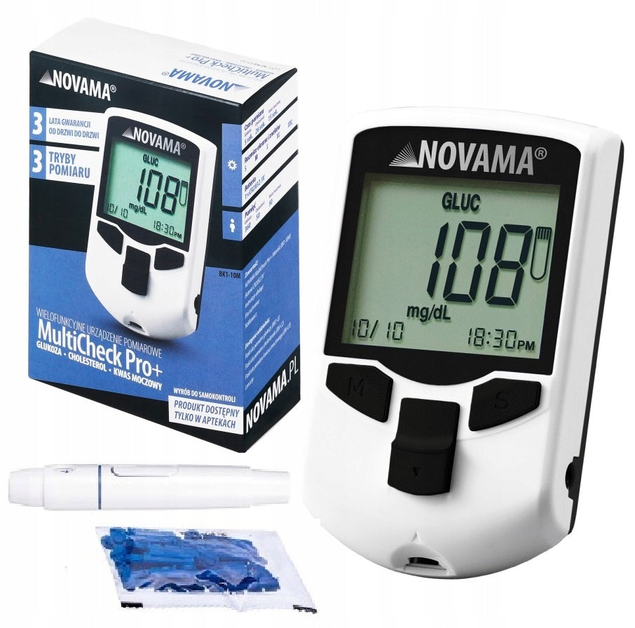 3IN1 GLUCOSE METER NOVAMA MULTICHECK PRO+ GLUCOSE CHOLESTEROL URIC ACID