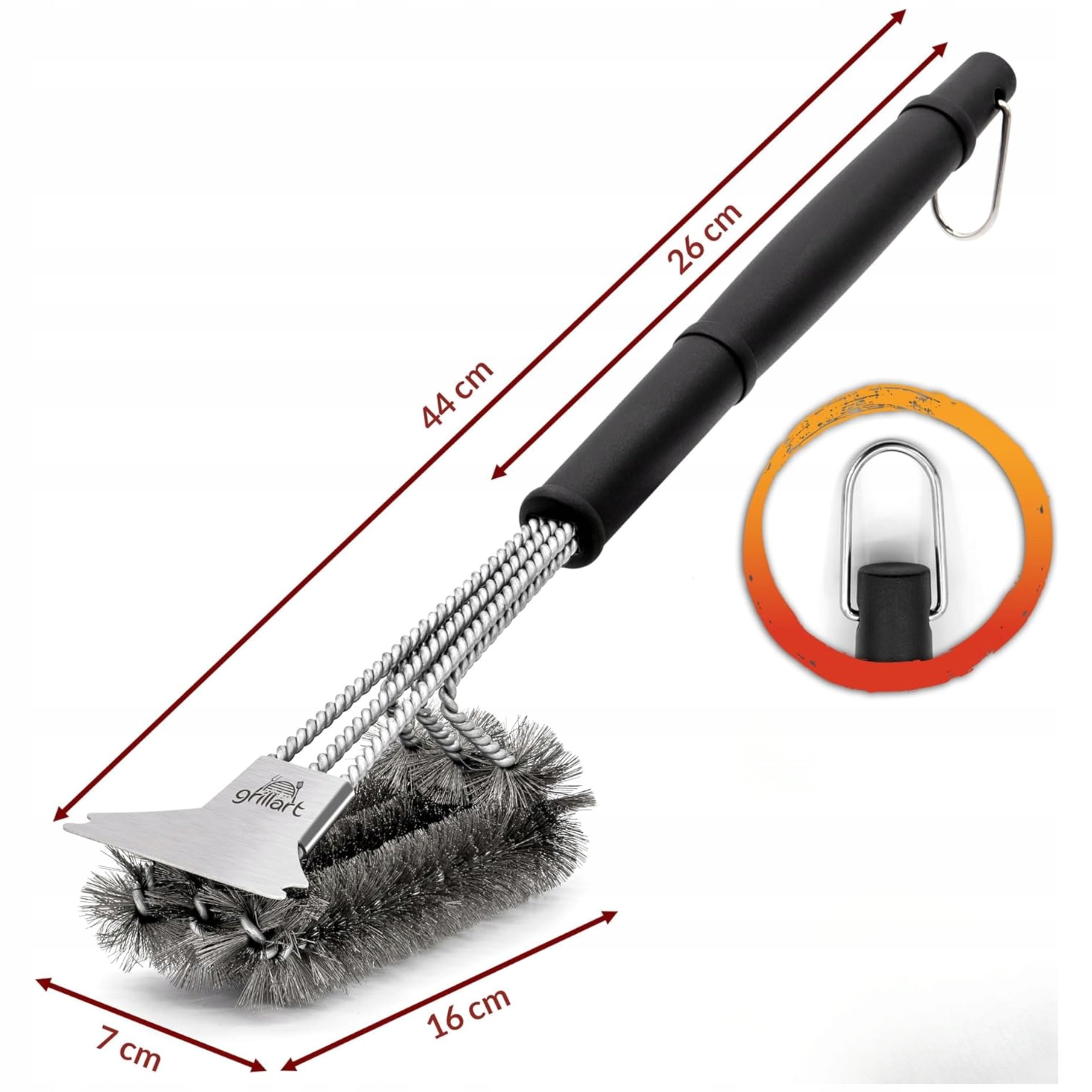 3IN1 GRILL BRUSH GRATE CLEANING WITH BRASS BRISTLES AND SPATULA Kind With Bristles