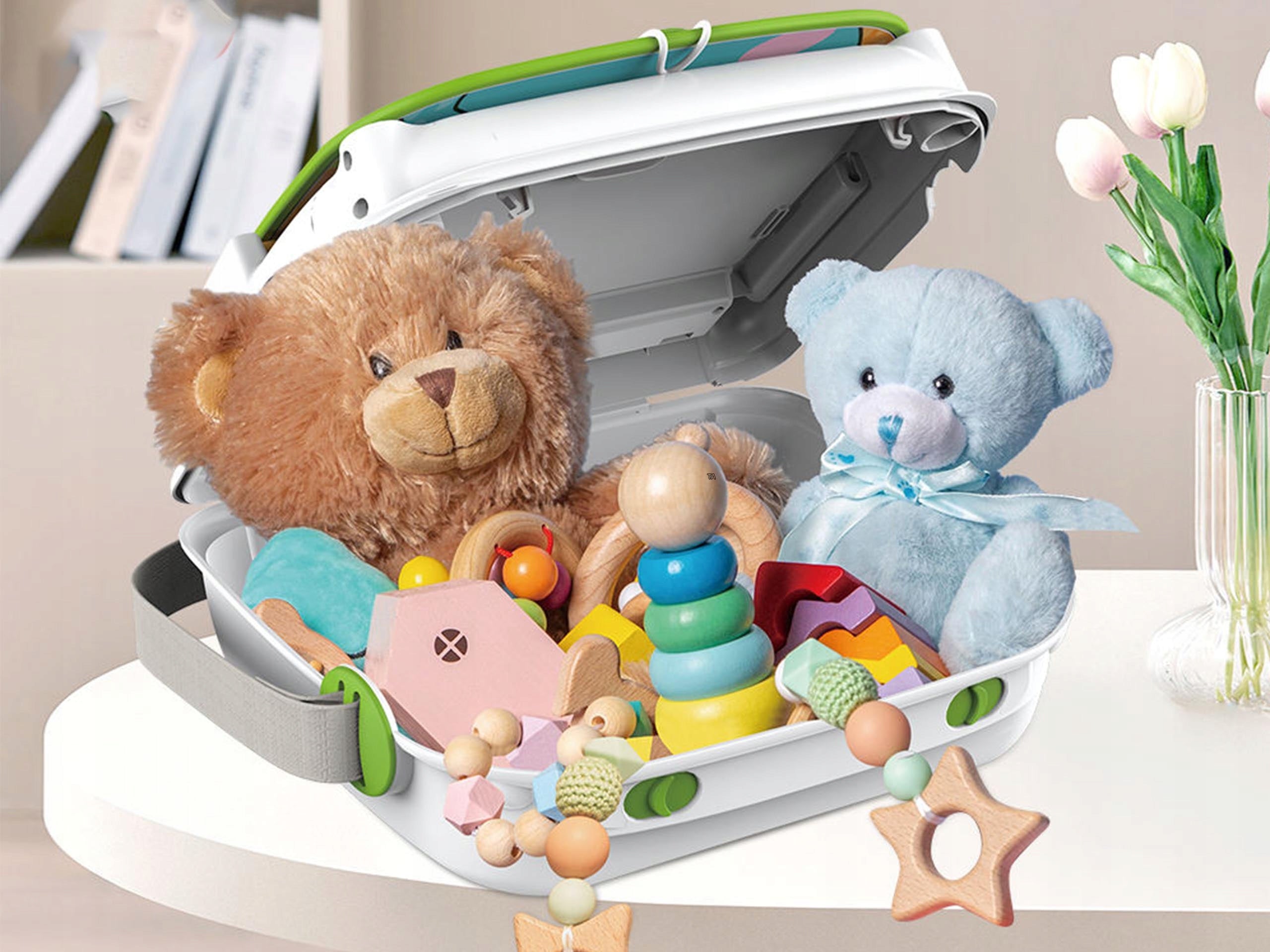 3IN1 HQ MOBILE HIGH CHAIR TABLE FOR FEEDING AND PLAYING TABLE SQUARE TOYS Color multicolor