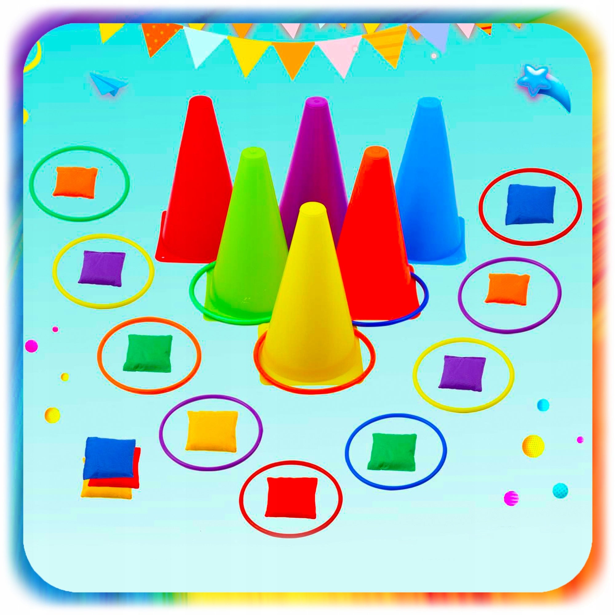 3IN1 MOVEMENT ARCADE GAME CONES BAGS HOOPS RINGO FUN CHILDREN Kind Ringo