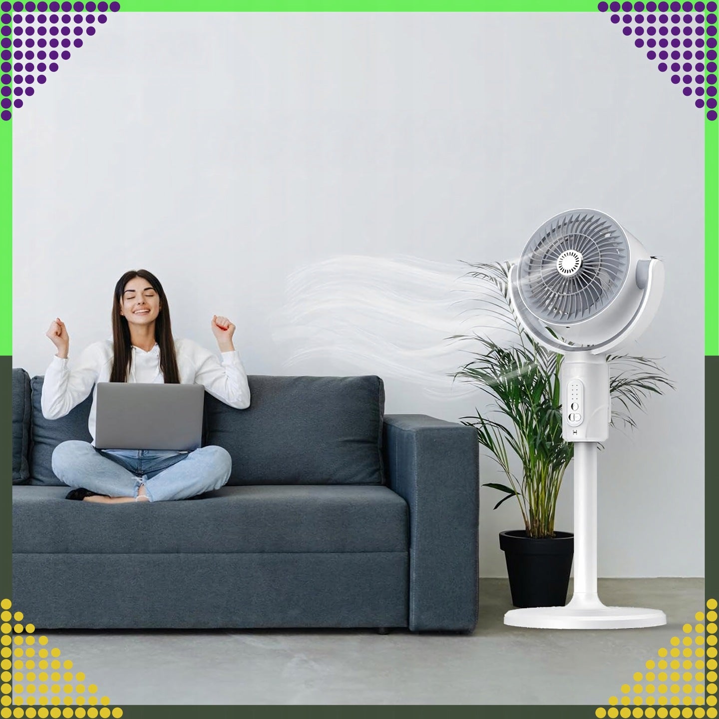 3IN1 Standing Desk FAN WIRELESS + REMOTE + USB Brand ZLARO