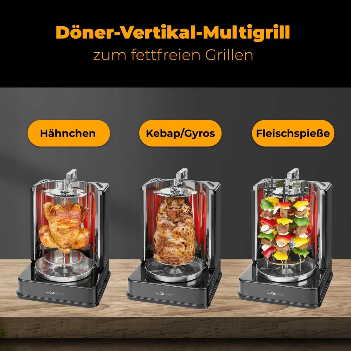 3IN1 VERTICAL GRILL FOR CHICKEN KEBAB SKEWERS 1400W EAN (GTIN) 5906663069178