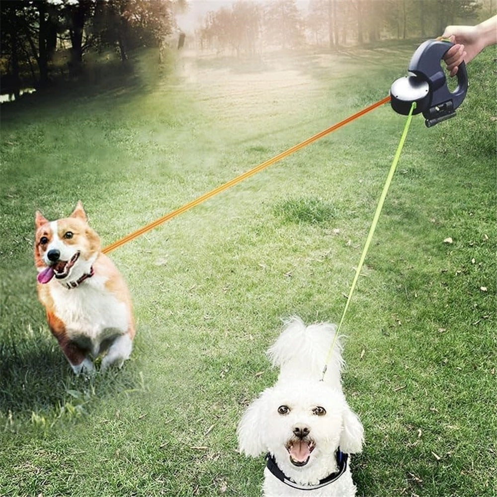 3M AUTOMATIC DOUBLE LANYARD FOR TWO DOGS FOR SMALL MEDIUM DOGS Maximum leash length 3 m