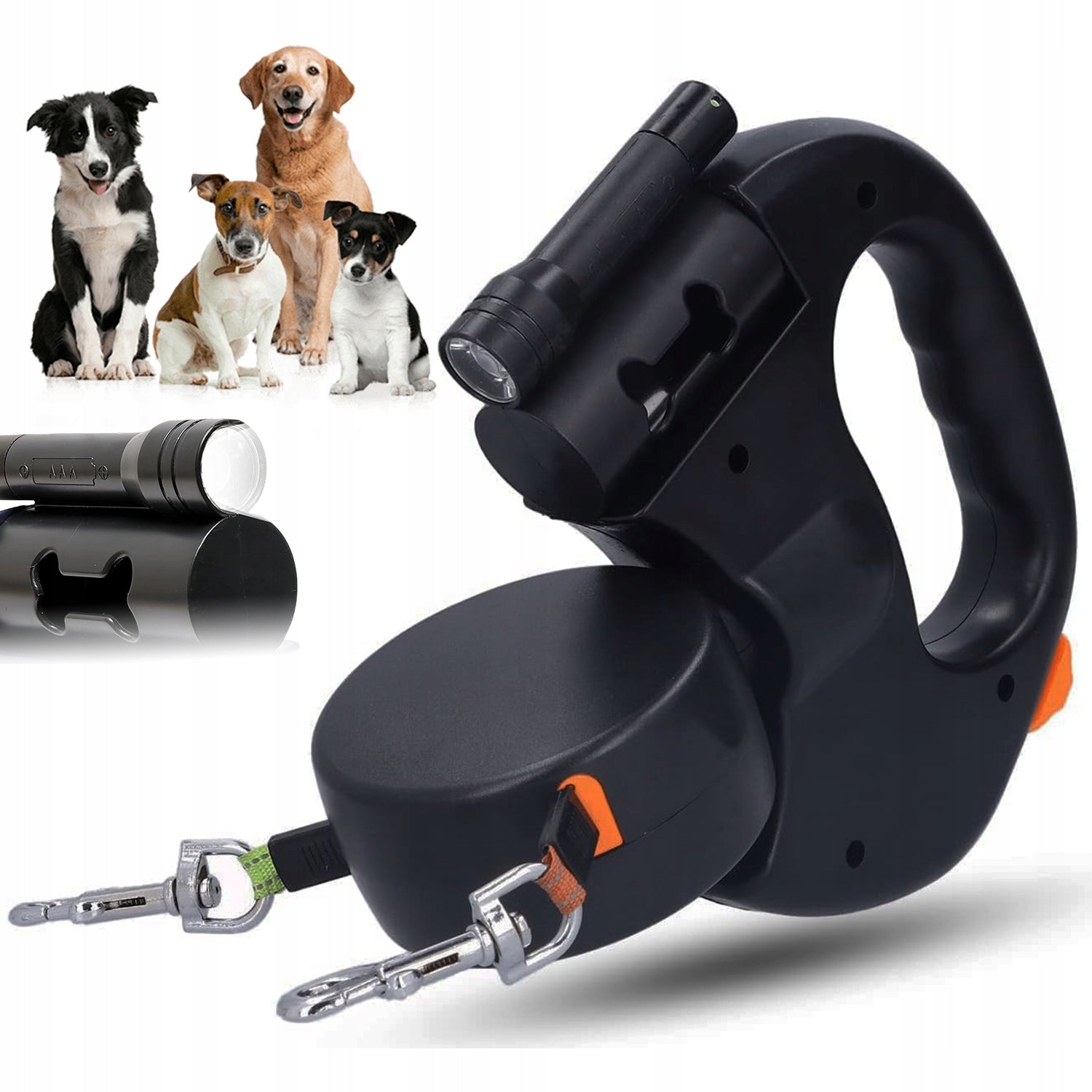 3M AUTOMATIC DOUBLE LANYARD FOR TWO DOGS FOR SMALL MEDIUM DOGS