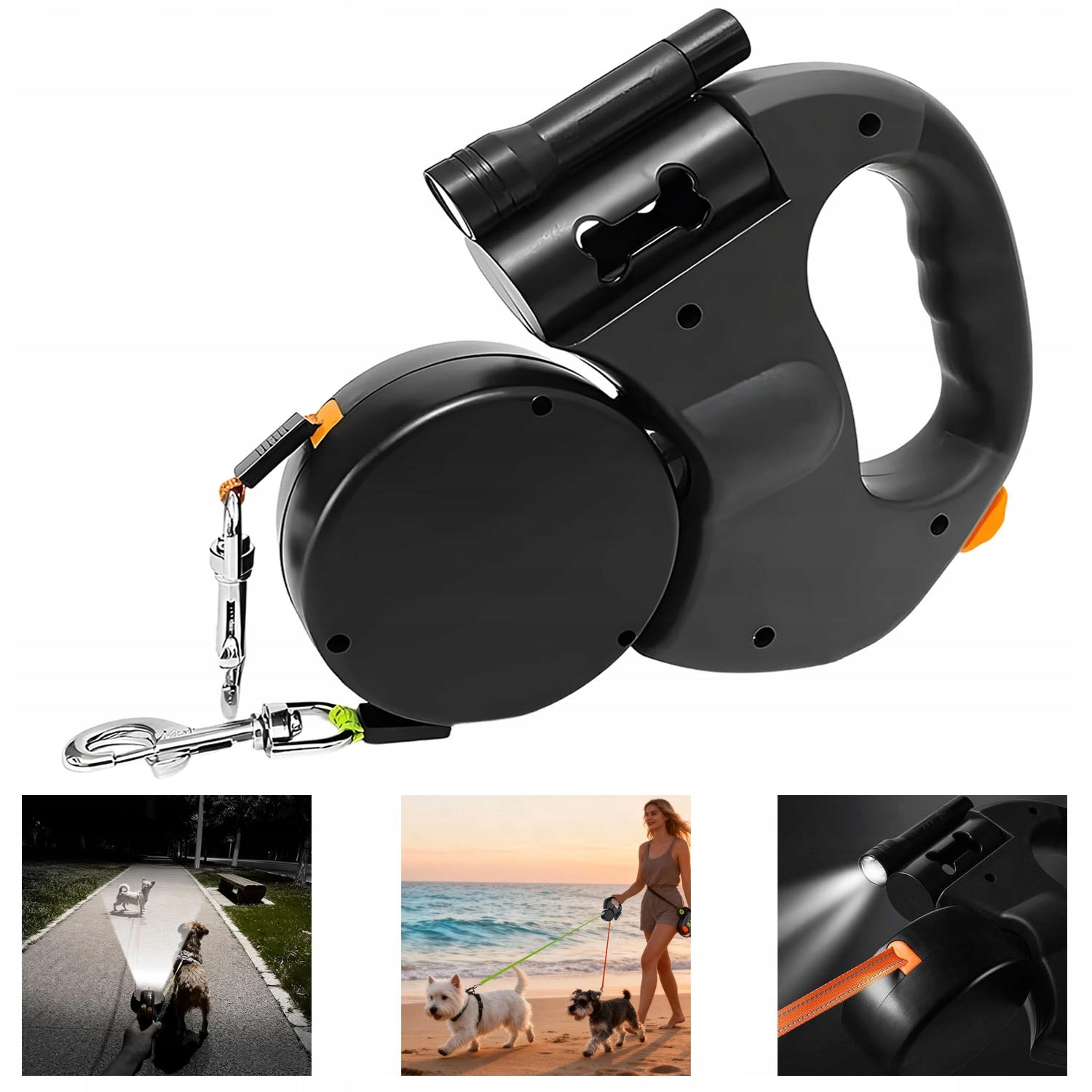 3M DOUBLE LEASH WITH LED LIGHTING AND COMFORTABLE HANDLE FOR SMALL DOGS Packaging status original