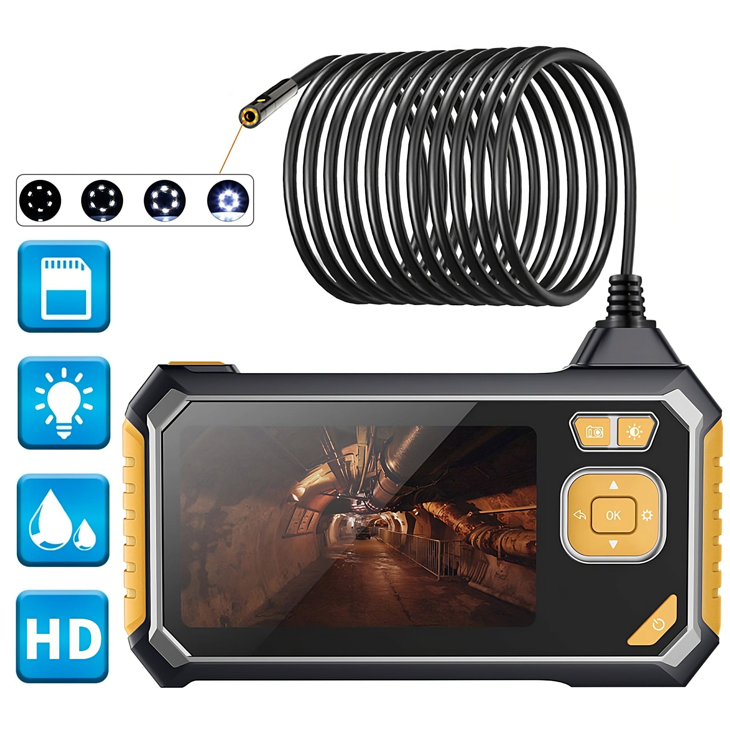 3M LCD HD 4,3" 8MM FULL HD 360° MICRO SD 64GB ENDOSCOPE INSPECTION CAMERA Brand RETOO