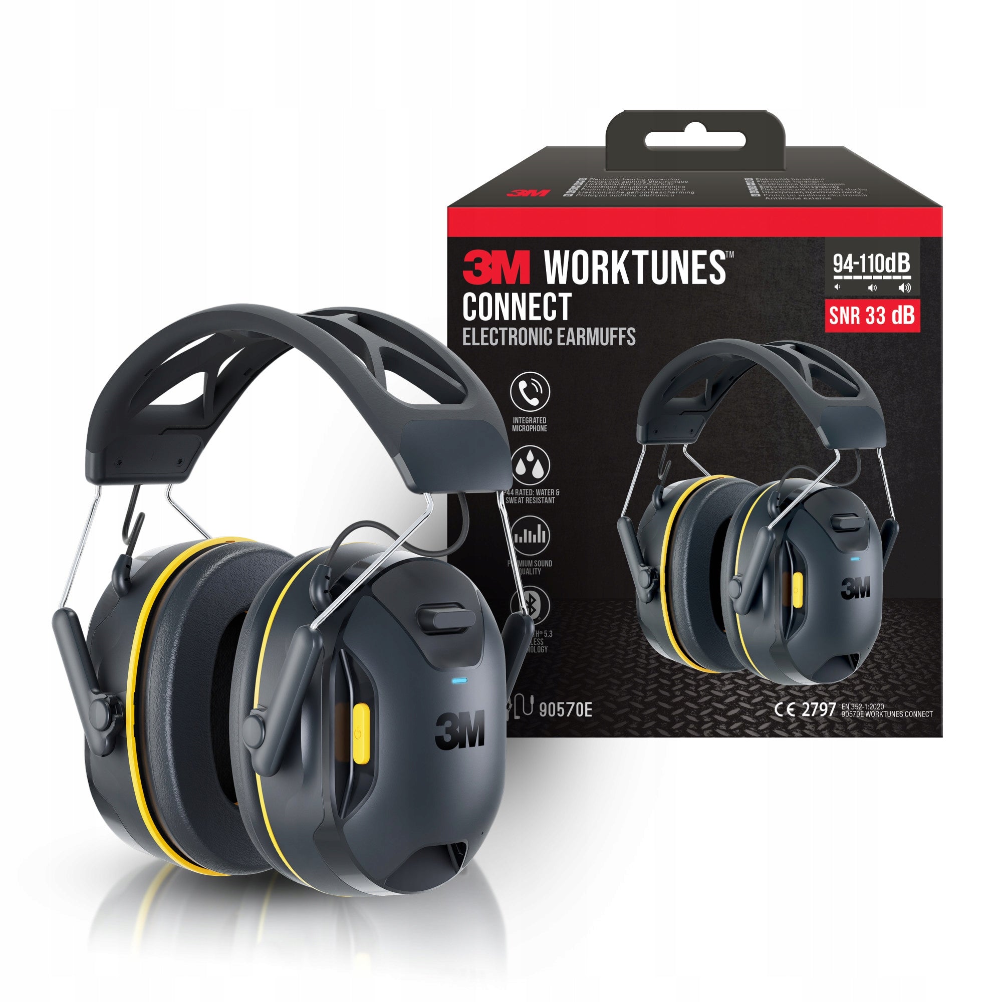 3M WorkTunes Connect Bluetooth SNR 33 dB Protective Noise Cancelling Headphones