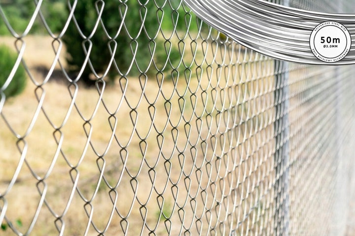 3MM GALVANIZED MESH TENSION WIRE 50M STEEL STRONG FENCE Kind Galvanized Tensioner