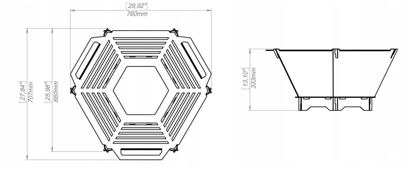 3MM STEEL GARDEN FIRE PIT WITH GRATE FOLDING GRILL MODERN MAZY Packaging status original
