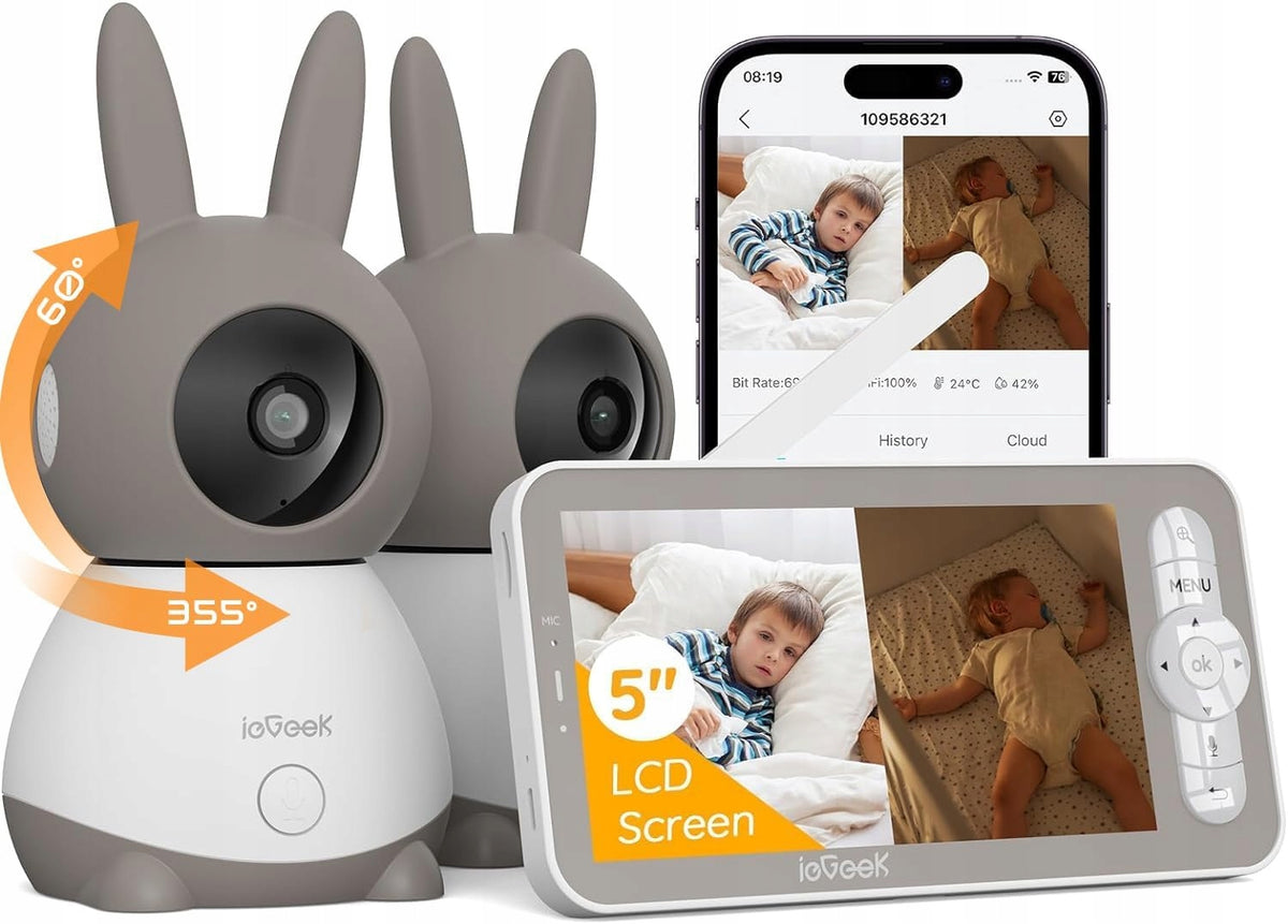3MPX BABY MONITOR ELECTRONIC CAMERA 2 WIFI CAMERA 4×ZOOM 64GB SWIVEL MOUNT Packaging status original