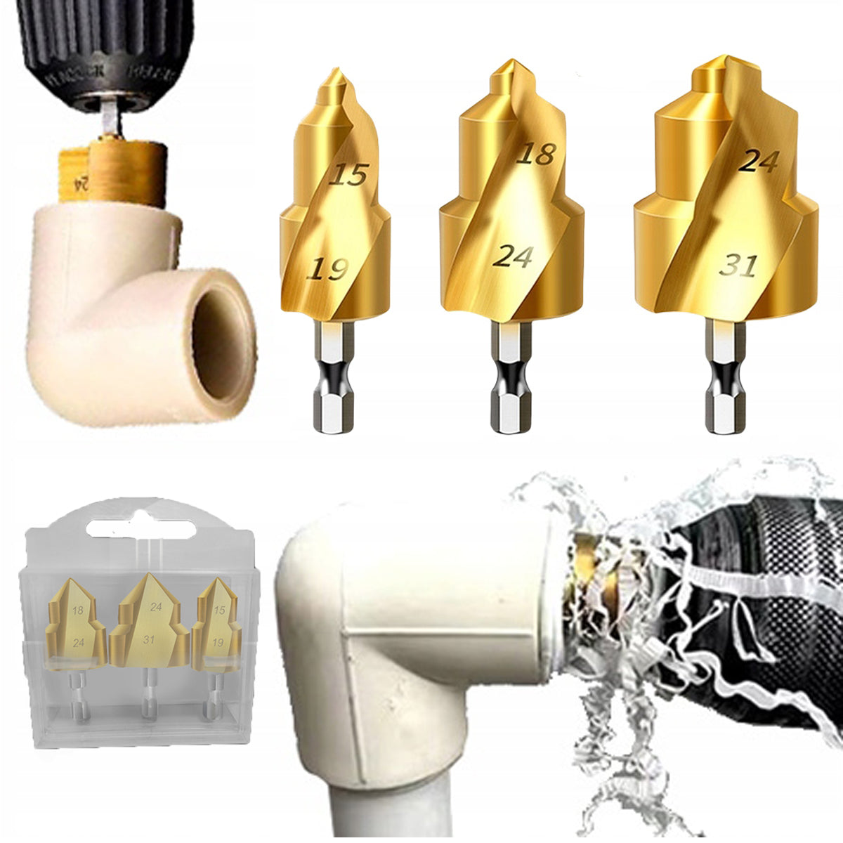 3PCS PPR PIPE DRILL UNIVERSAL FOR ELECTRIC WRENCHES EASY