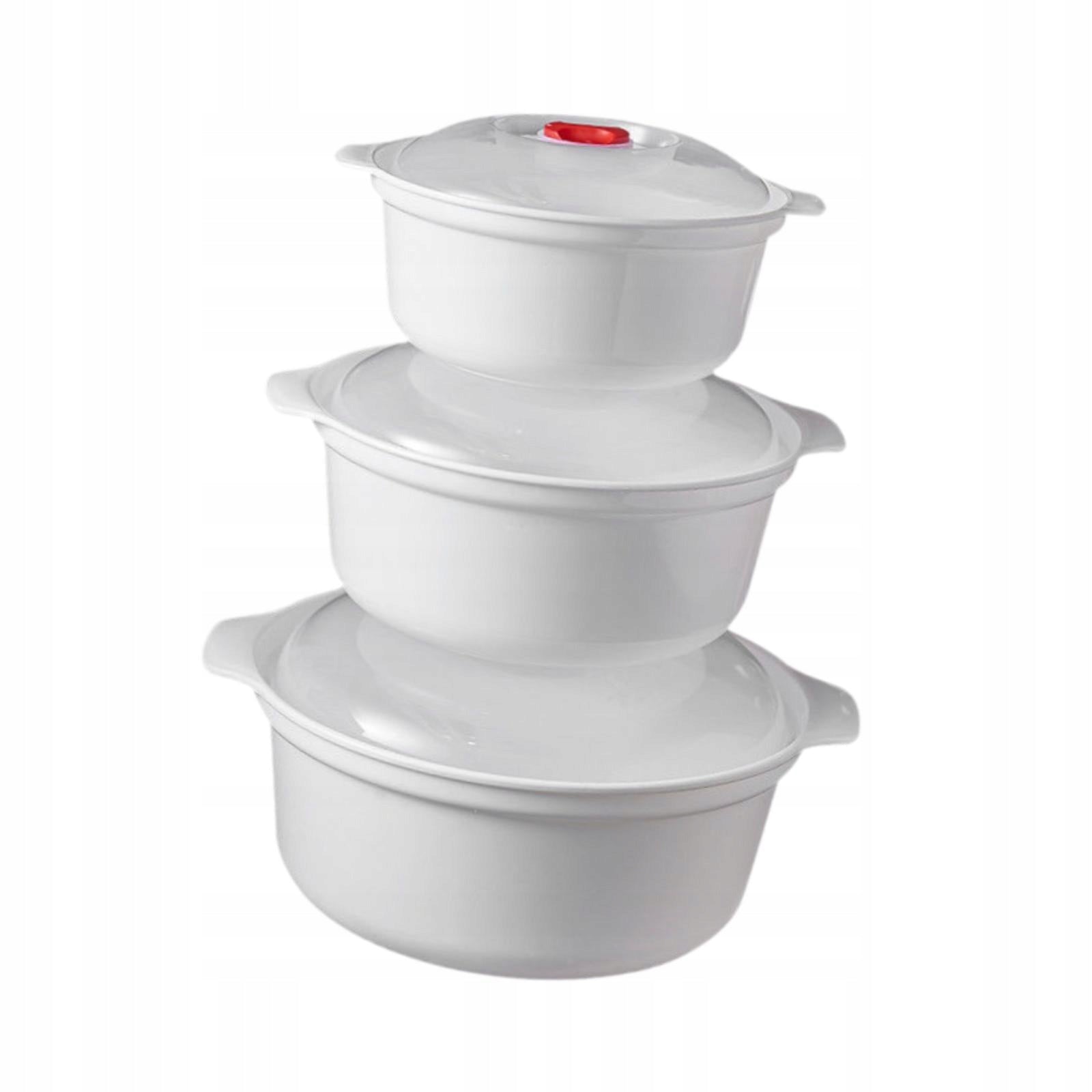 3Pcs Microwave Bowls with Lids with Handle Salad Bowls Multi Purpose