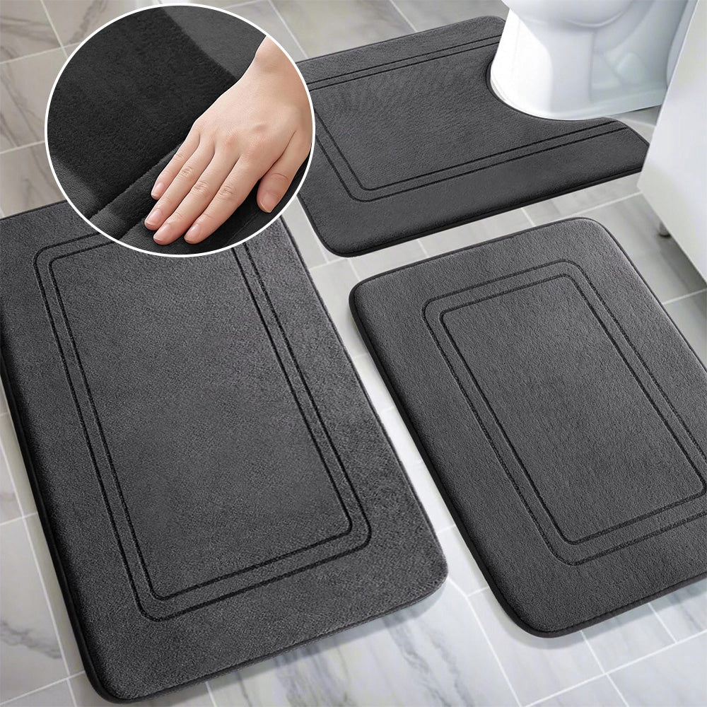 3X BATHROOM RUG SET 3 PIECE RUGS SOFT ABSORBENT LARGE