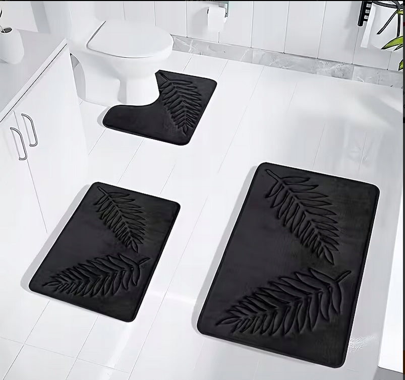 3X BATHROOM RUG SET Non-slip Bathroom Rug Set Packaging status original