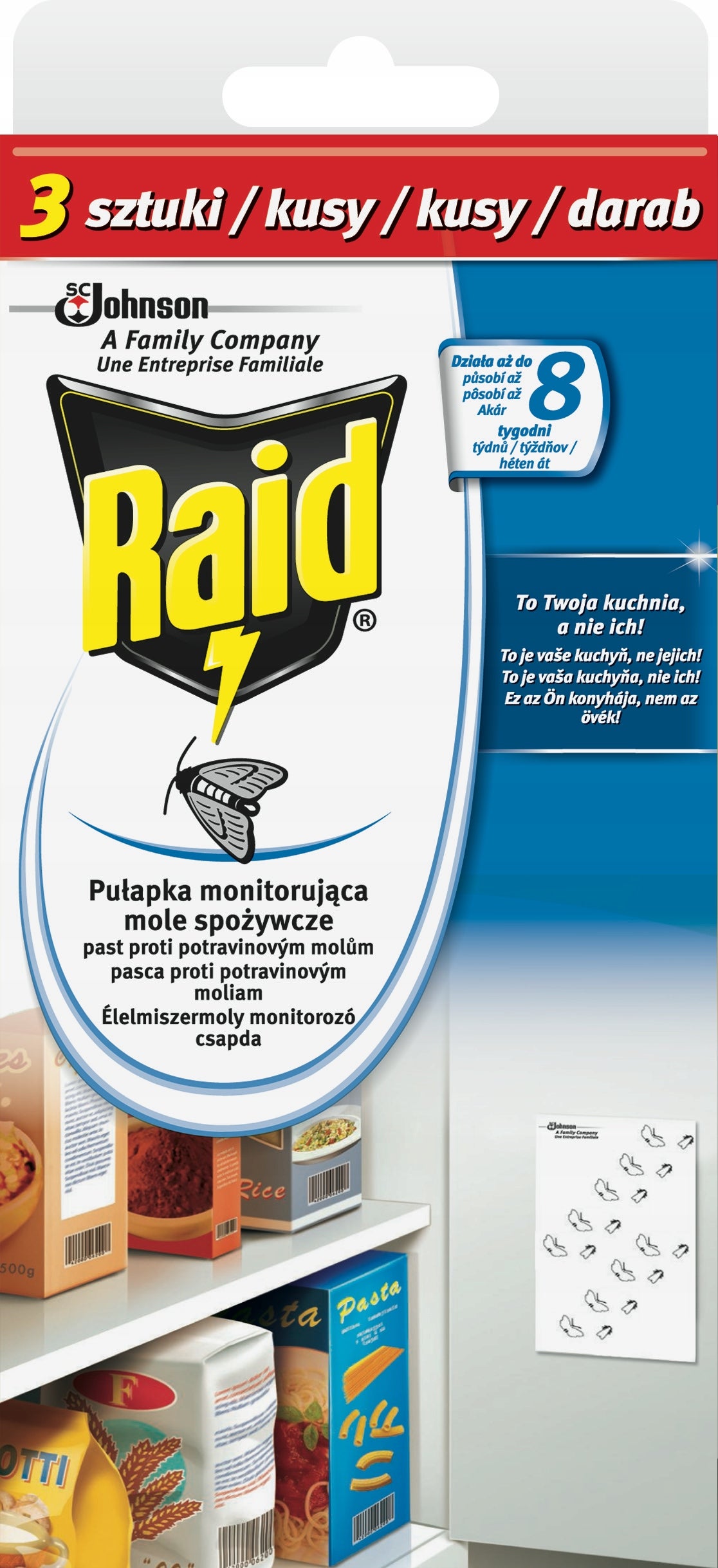 3X RAID FOOD MOTH TRAP FOR KITCHEN PANTRY 9 PCS ACTION 8 WEEKS. Brand Raid