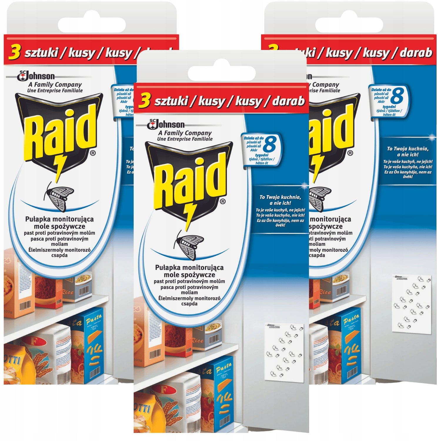 3X RAID FOOD MOTH TRAP FOR KITCHEN PANTRY 9 PCS ACTION 8 WEEKS.