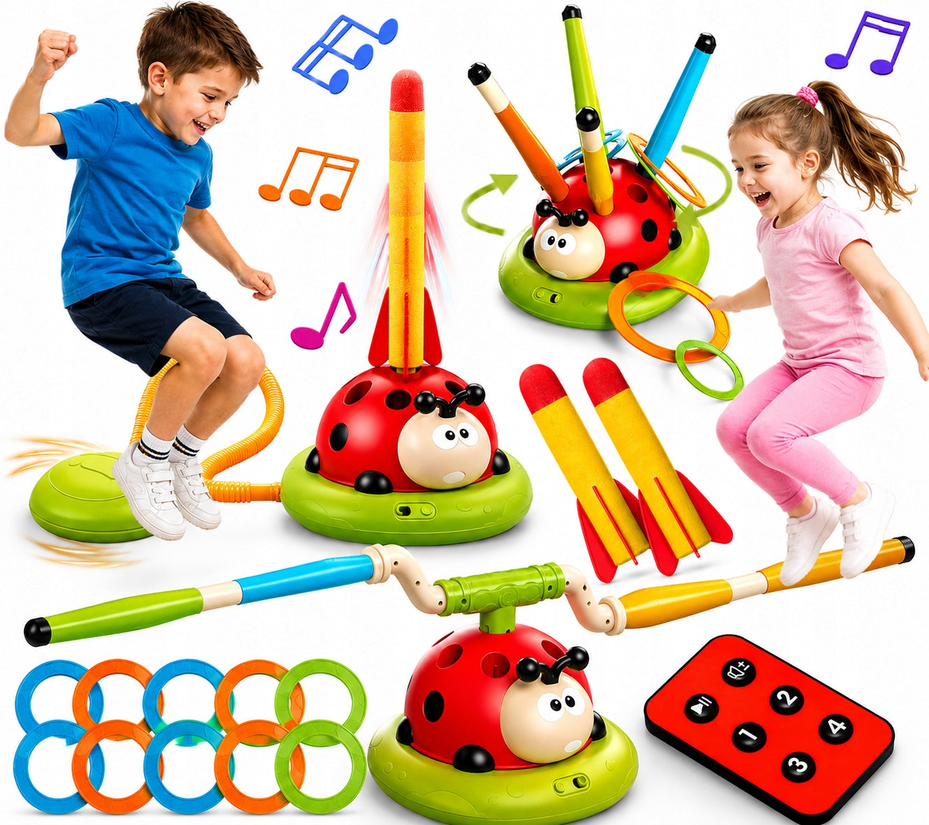 3in1 ARCADE GAME FOR KIDS JUMP ROPE THROW TO TARGET LADYBUG LAUNCHER