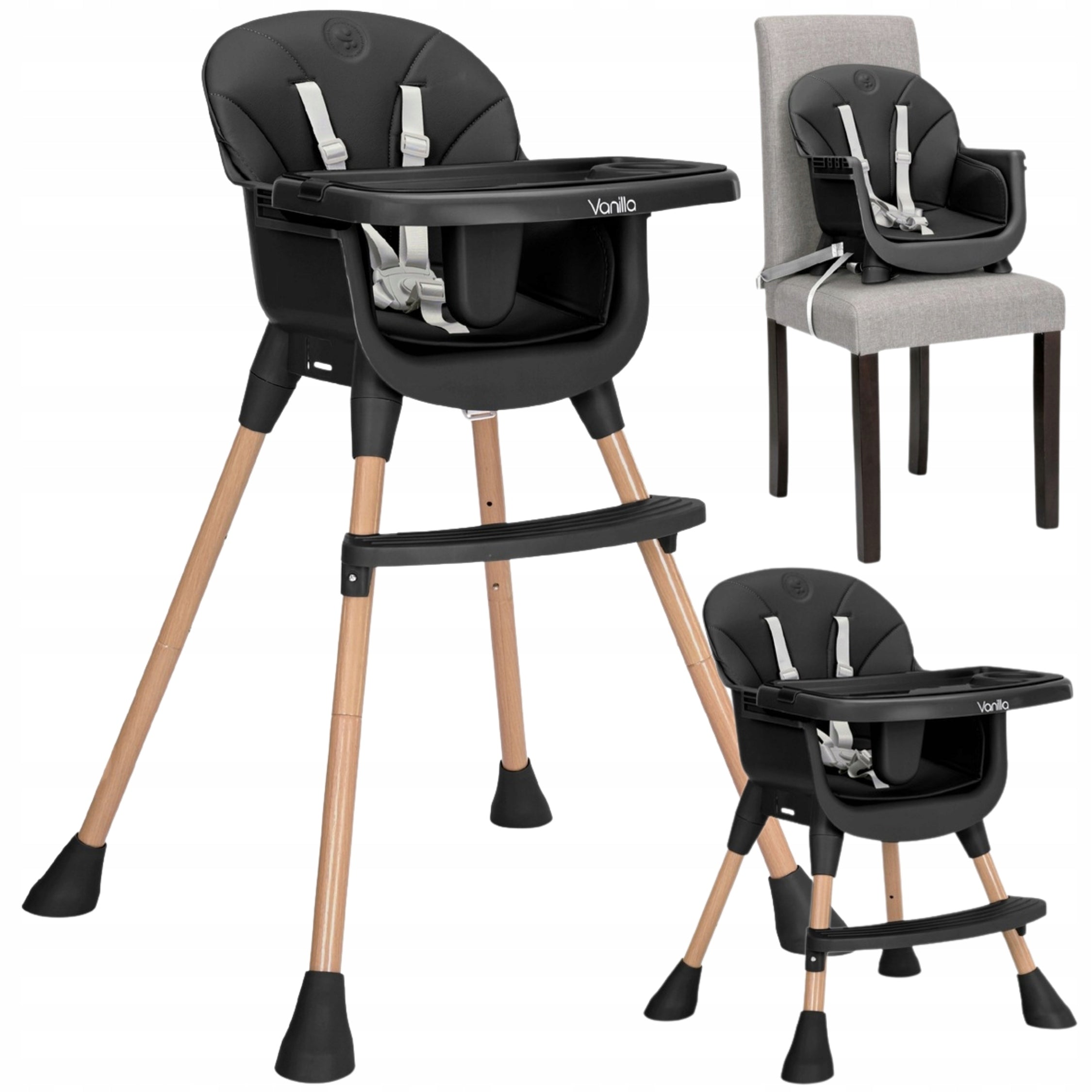 3in1 Baby Feeding Chair Adjustable Footrest Tray Straps Table