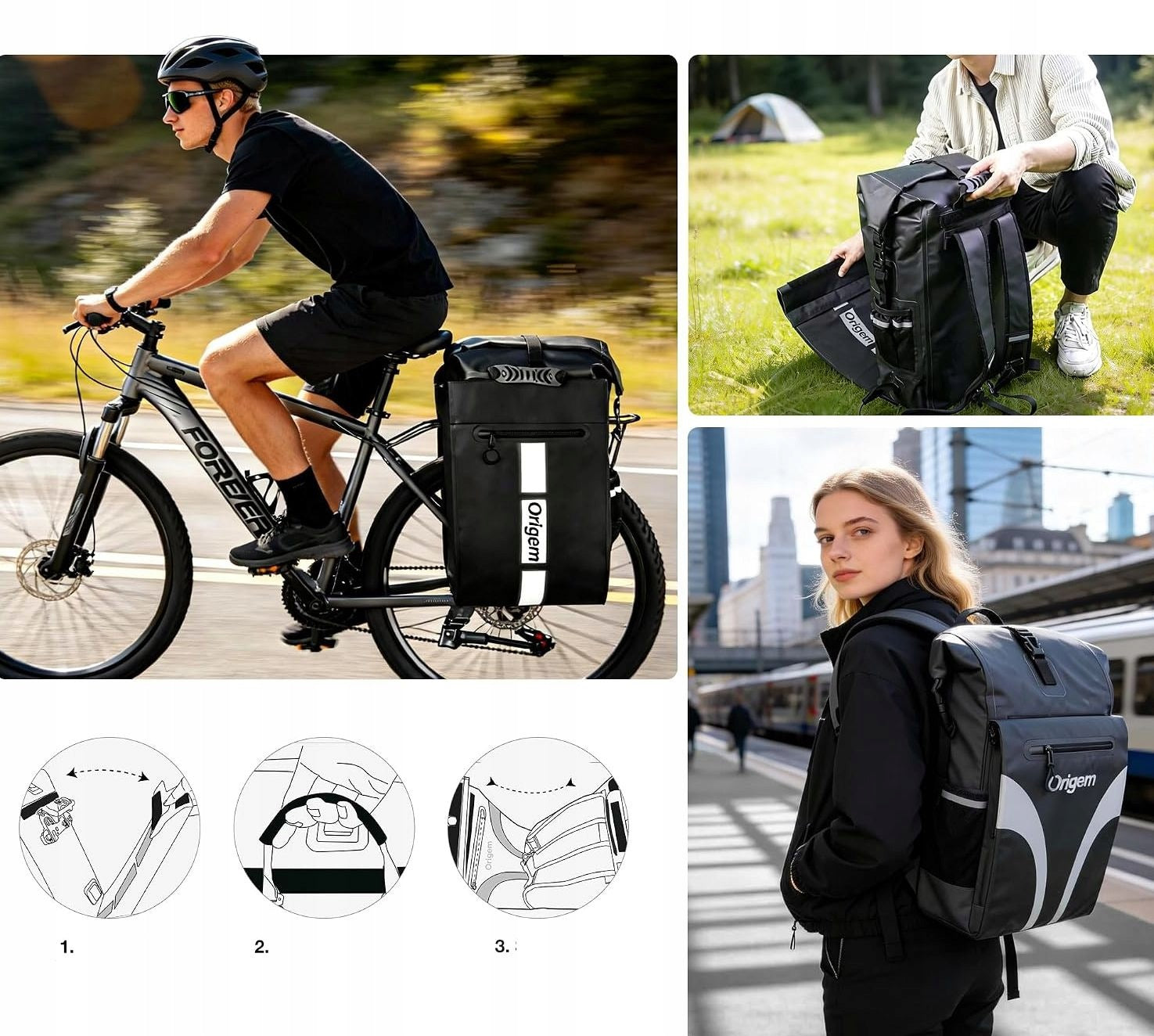 3in1 Bicycle Pouch Bag for Luggage Rack, Backpack, Bag 32 L Waterproof 9B5 Manufacturer code B0G42V39B5