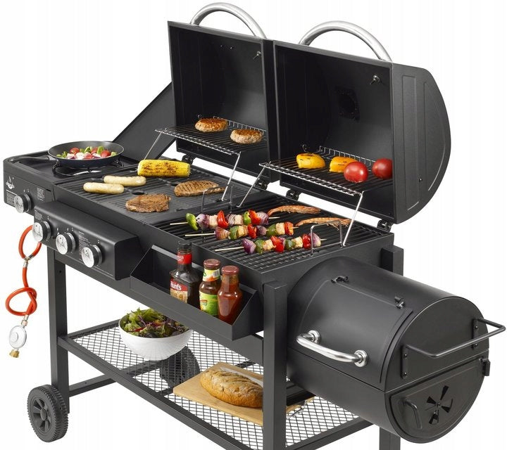 3in1 CARBON GAS GRILL EL FUEGO COMBIGRIL + CAST IRON SMOKER PLATE Grill width 1 cm