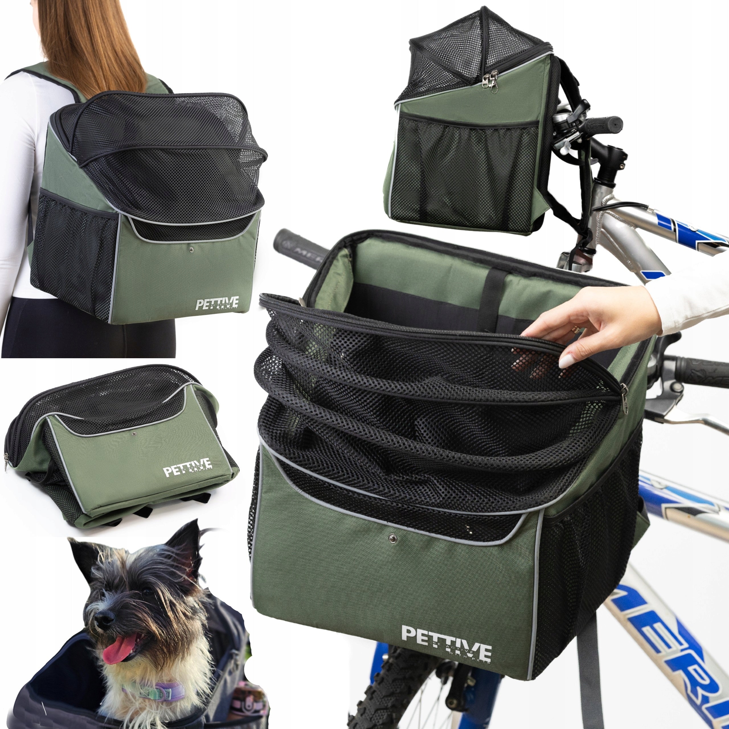 3in1:Dog or cat bike basket, dog backpack, 7kg car seat
