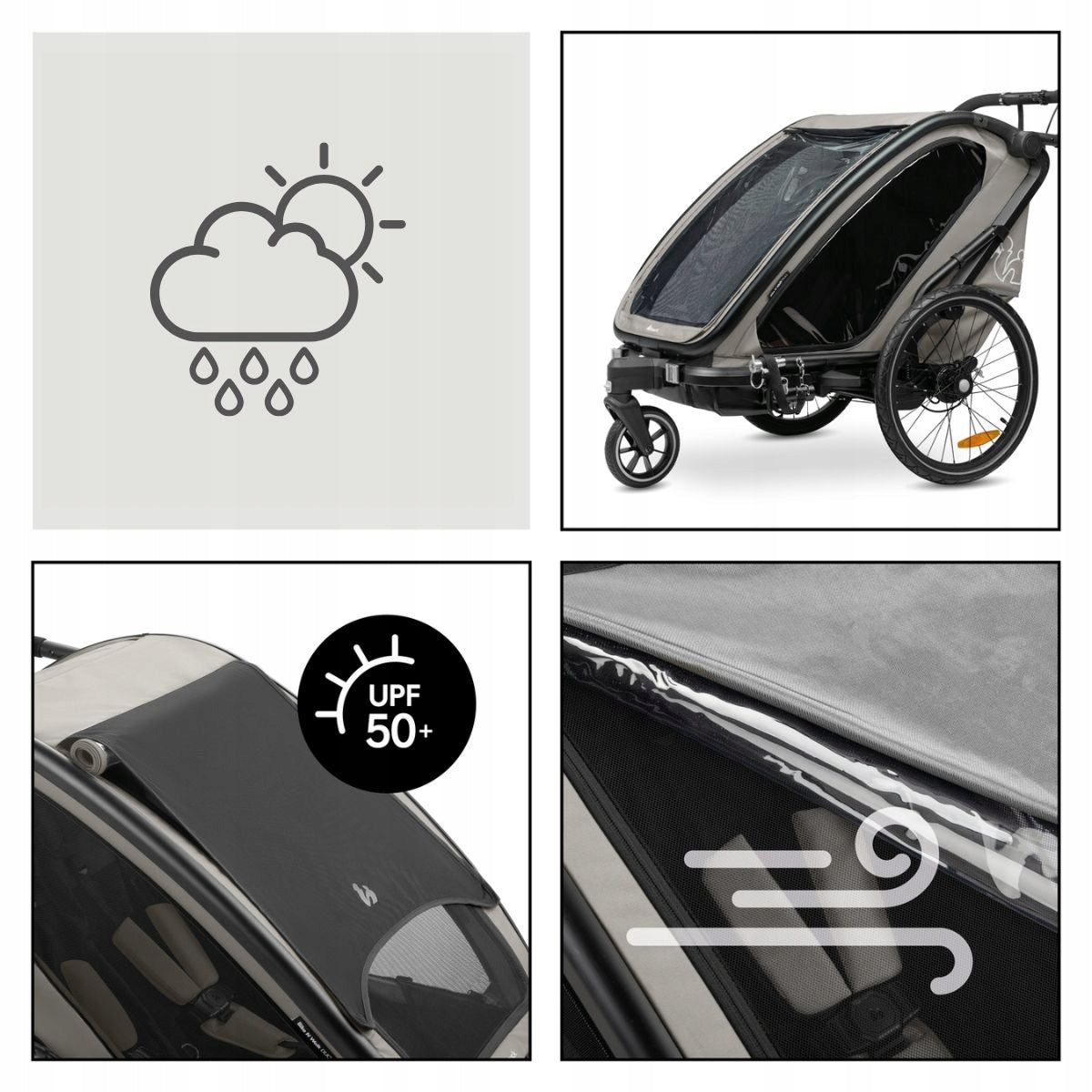 3in1 Double Bike Trailer Hauck Bike N Walk LED jogger lighting Number of seats 2