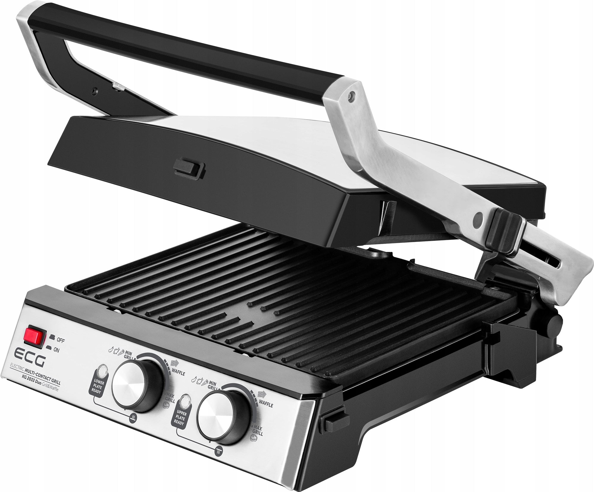 3in1 ELECTRIC GRILL ECG KG 2033 PANINI WAFFLE TOASTER BBQ SOLID 2000W Dominant color silver/gray