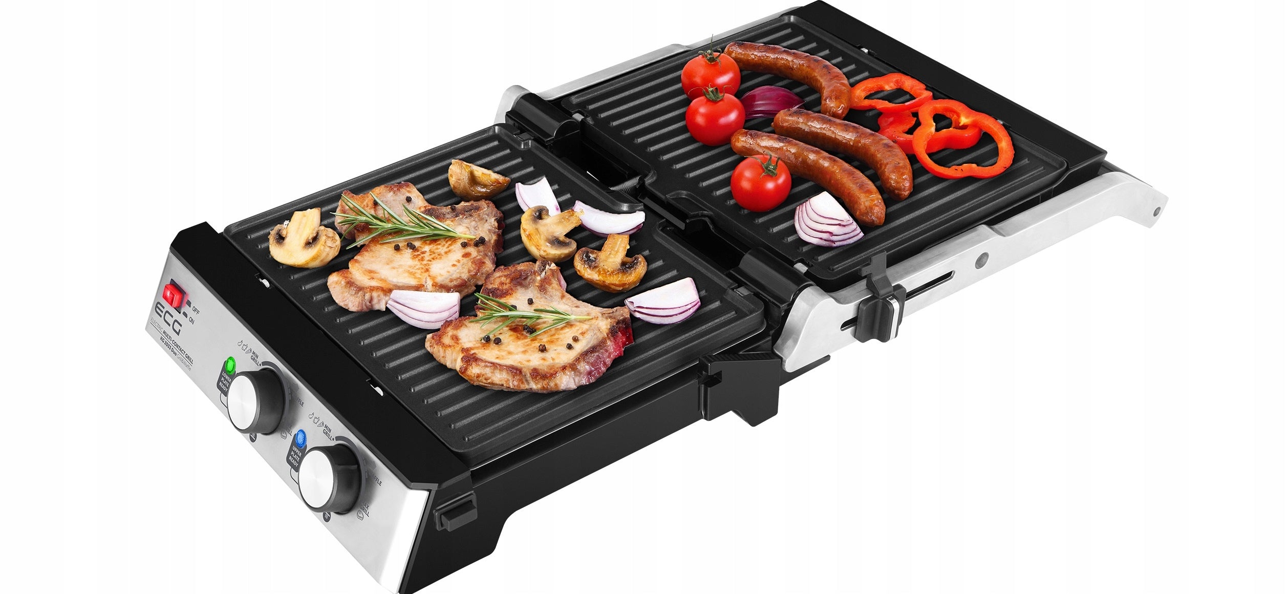 3in1 ELECTRIC GRILL ECG KG 2033 PANINI WAFFLE TOASTER BBQ SOLID 2000W Temperature control yes