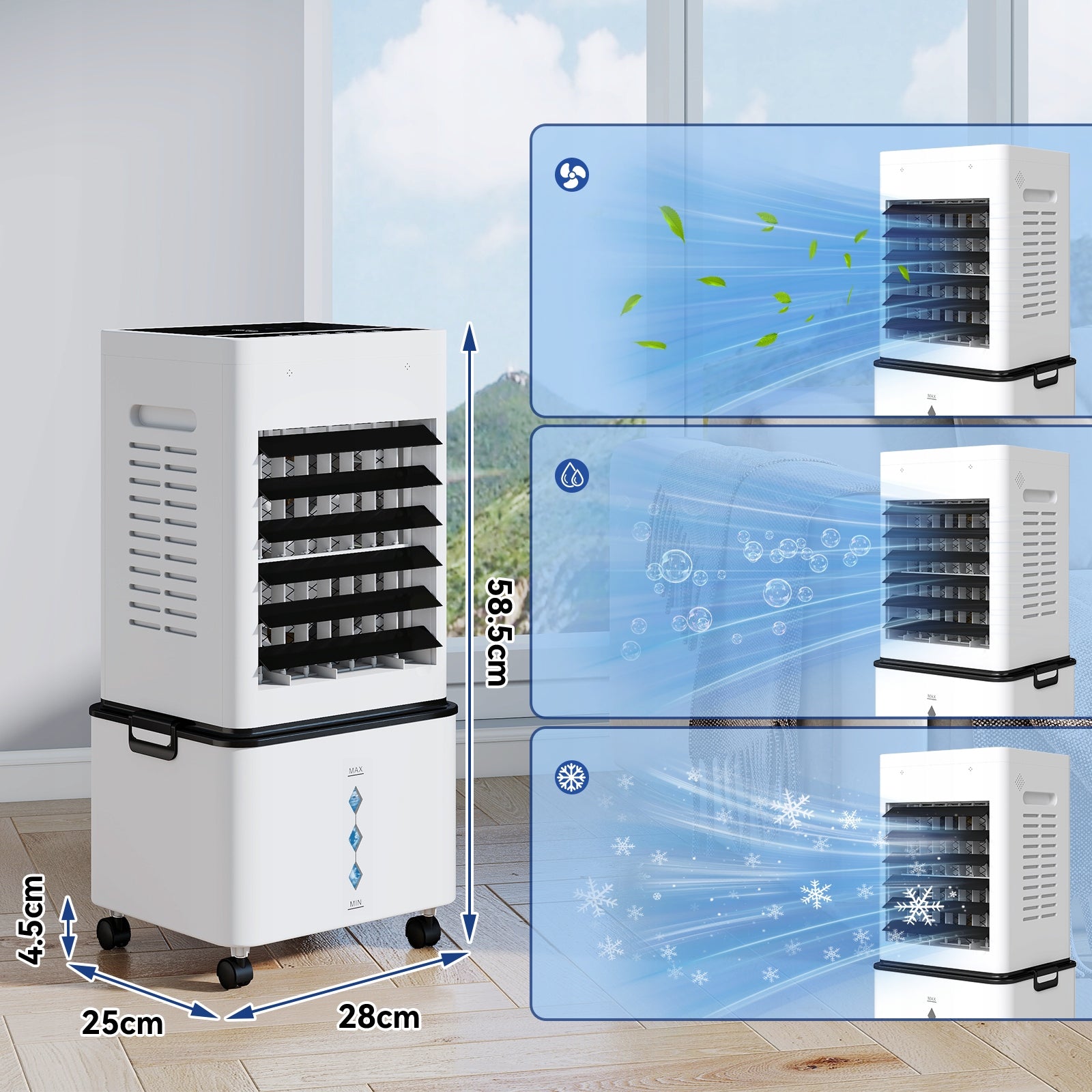 3in1 Evaporative Air Cooler 20L Air Conditioner Fan Remote Control Manufacturer code MR1008-BK