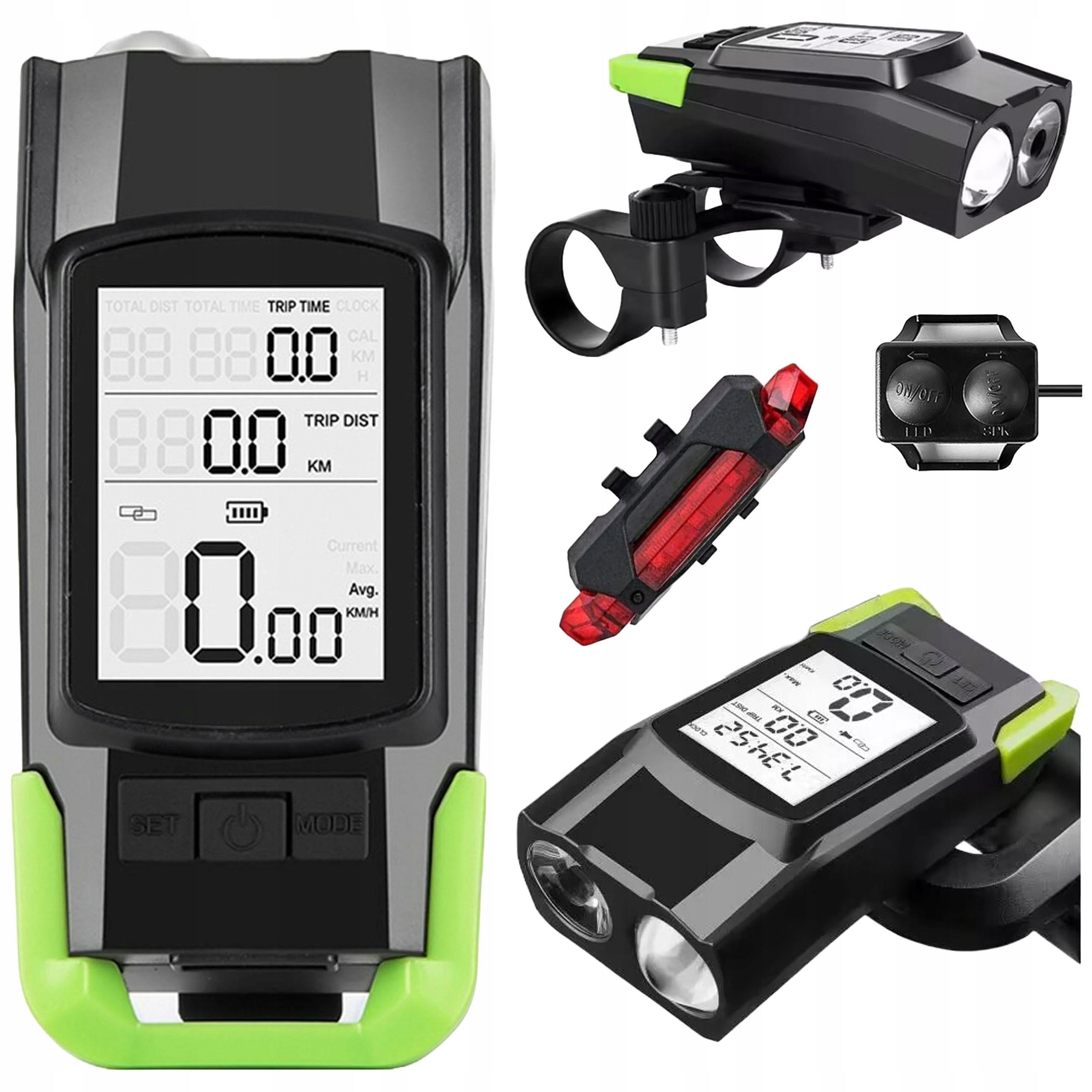 3in1 FRONT REAR BICYCLE LIGHT (+ COUNTER AND HORN) - BICYCLE LIGHTS