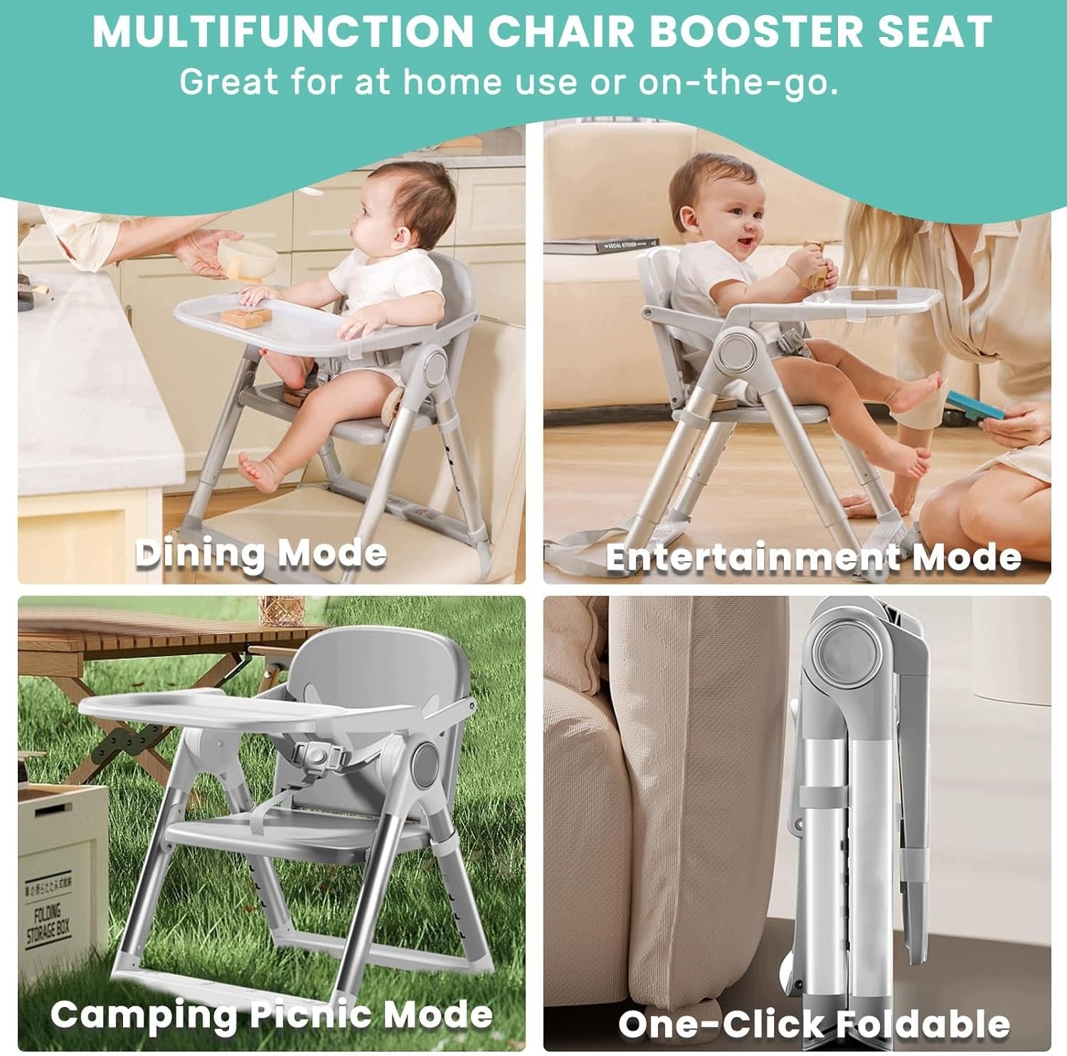 3in1 Feeding Chair | Folding | Adjustable Height | Grey Brand no brand