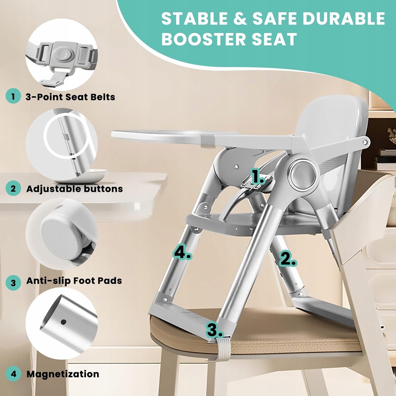 3in1 Feeding Chair | Folding | Adjustable Height | Grey Packaging status original