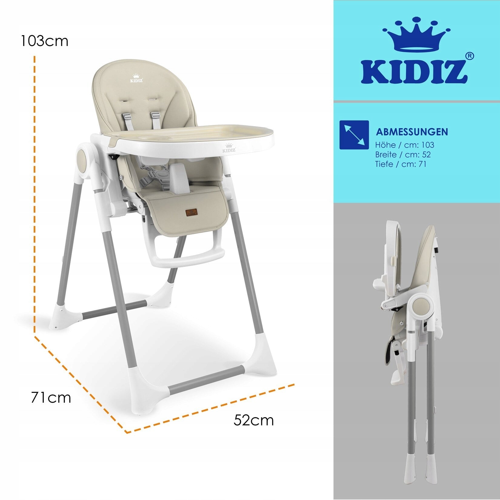 3in1 Feeding Chair with Adjustable Backrest and Height Headband for Play Brand no brand