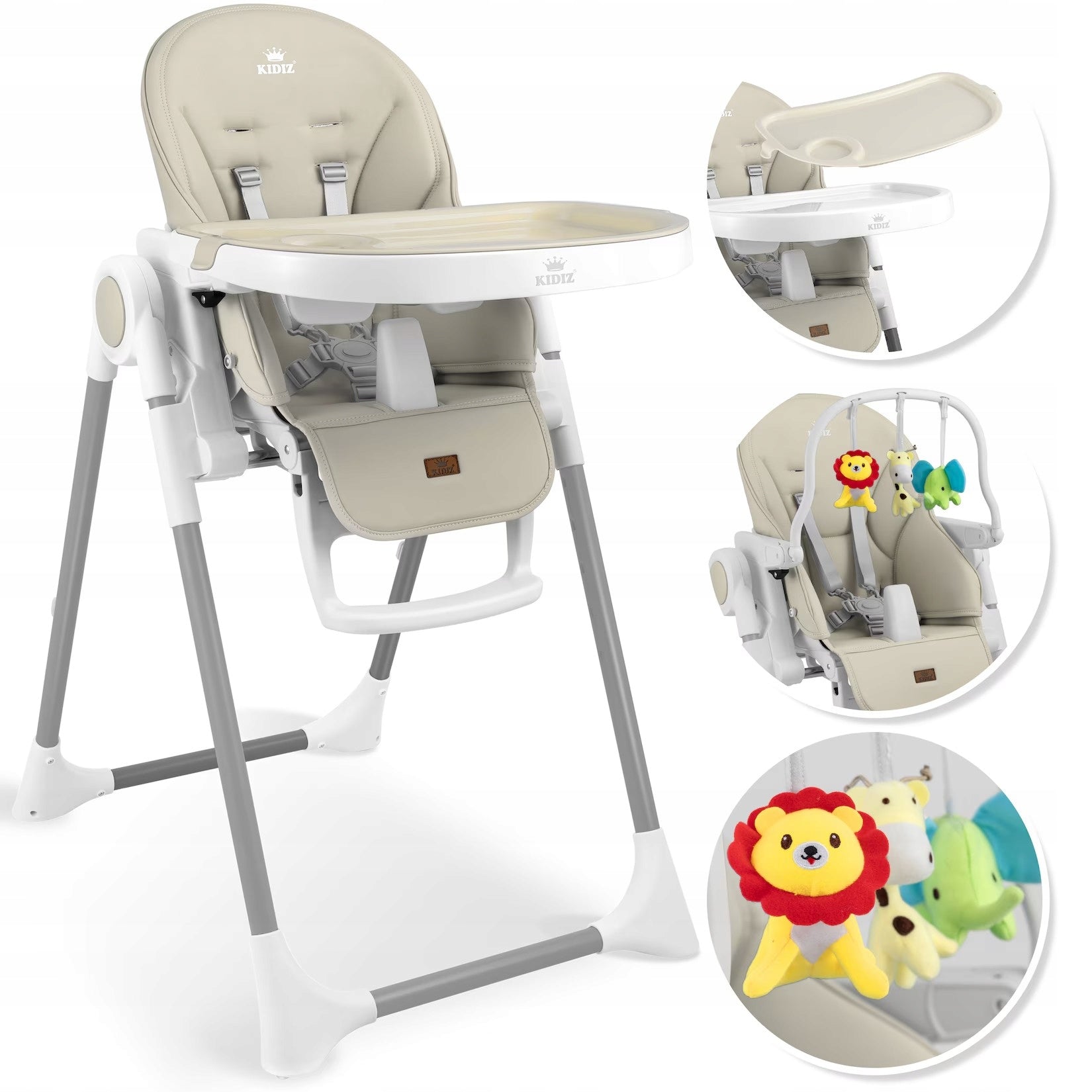3in1 Feeding Chair with Adjustable Backrest and Height Headband for Play