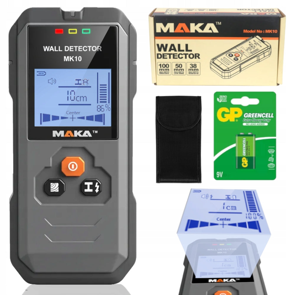 3in1 METAL WIRE DETECTOR WOOD CABLE PROFILES + GP BATTERY