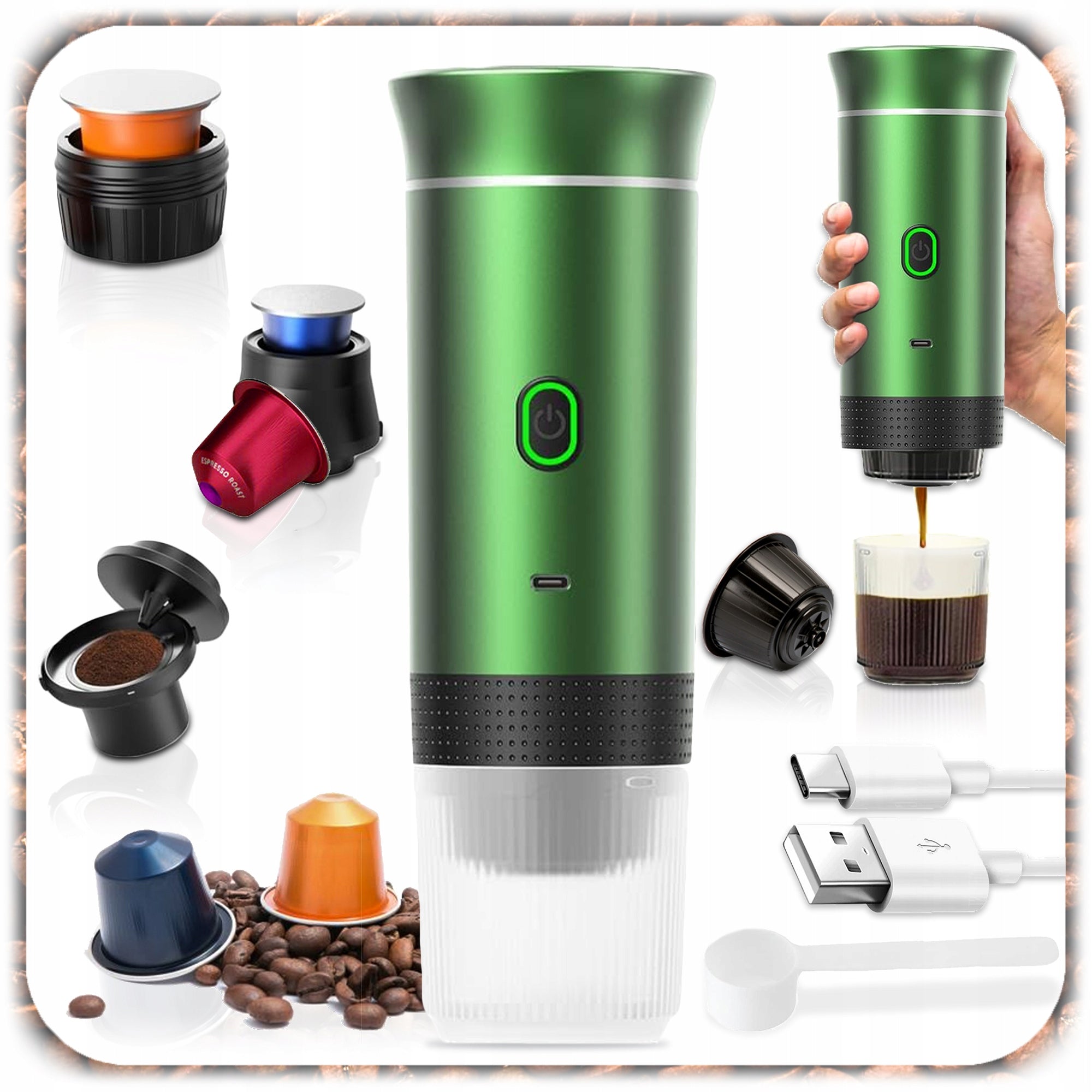 3in1 PORTABLE COFFEE MAKER TOURIST PRESSURE GROUND CAPSULES Packaging status original