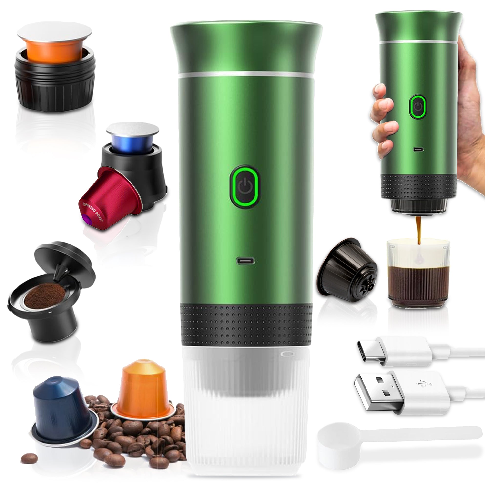 3in1 PORTABLE COFFEE MAKER TOURIST PRESSURE GROUND CAPSULES