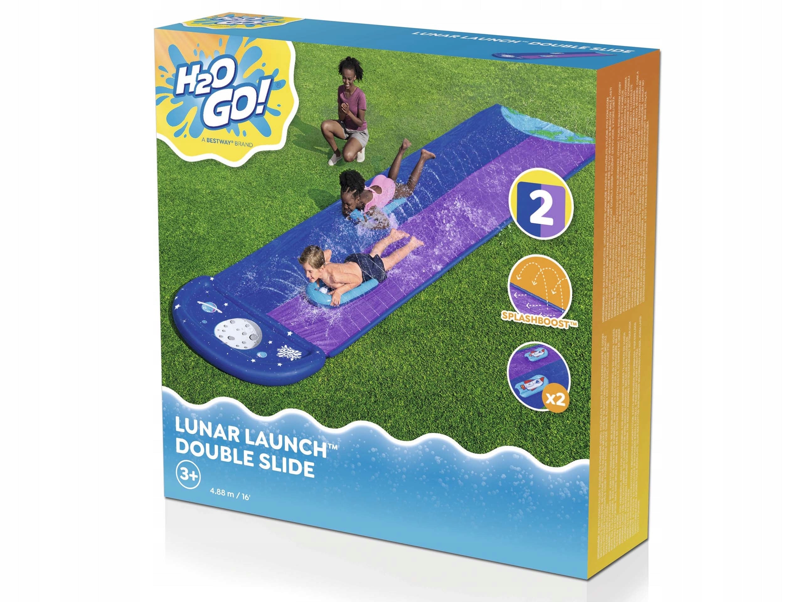 3in1 Water Slide Double Slide 488cm With Water Fountain +2 Inflatable Boards Dominant material synthetic material