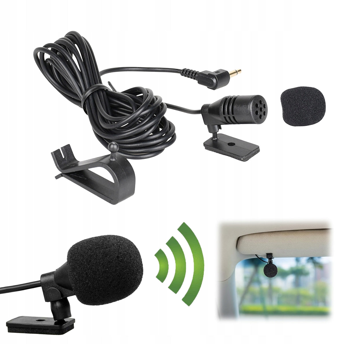 3m Wired Car Microphone with Clip, 2.5mm Pin Plug