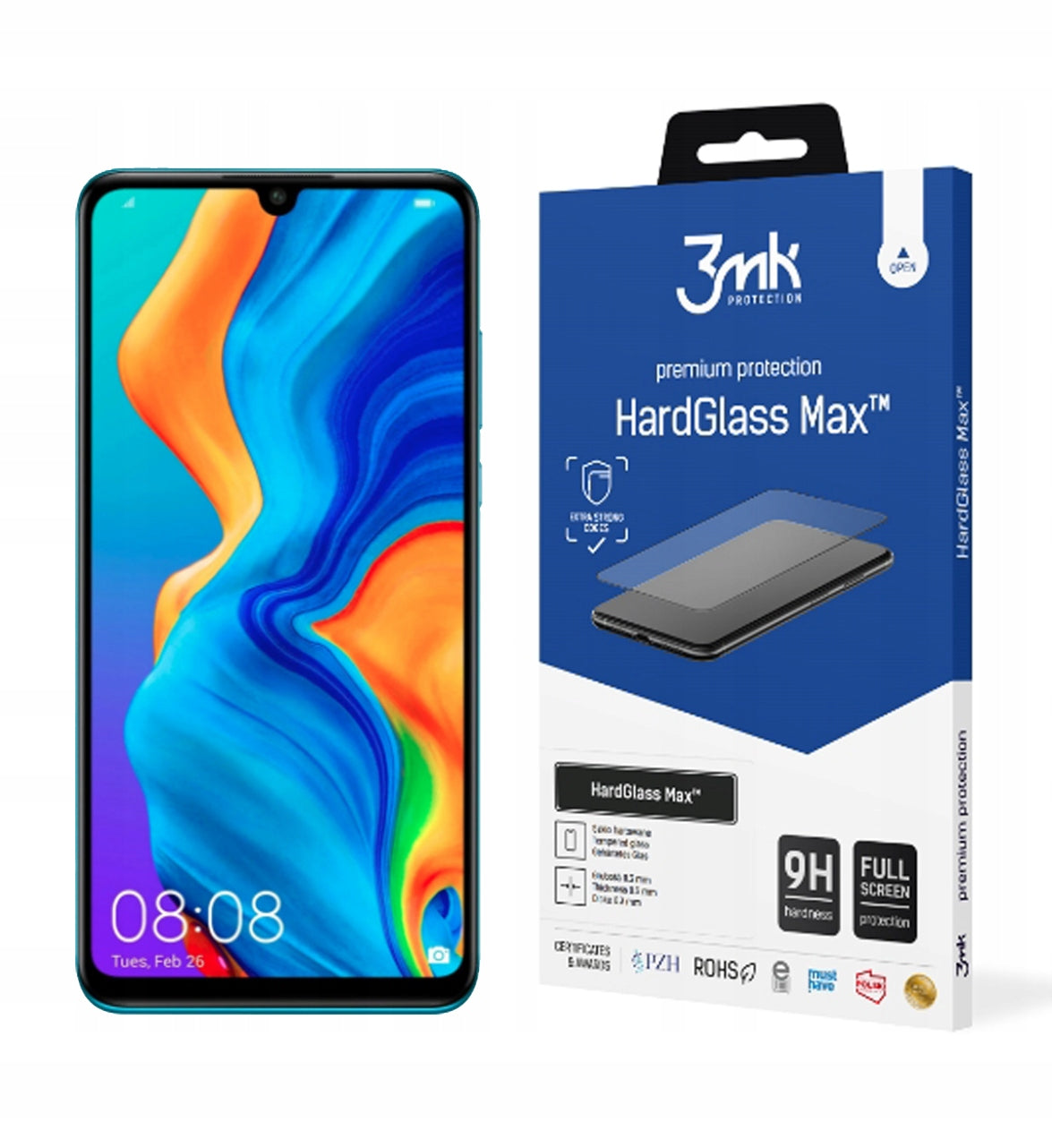 LCD apsauginis stikliukas 3MK Hard Glass Max Huawei P30 Lite juodas