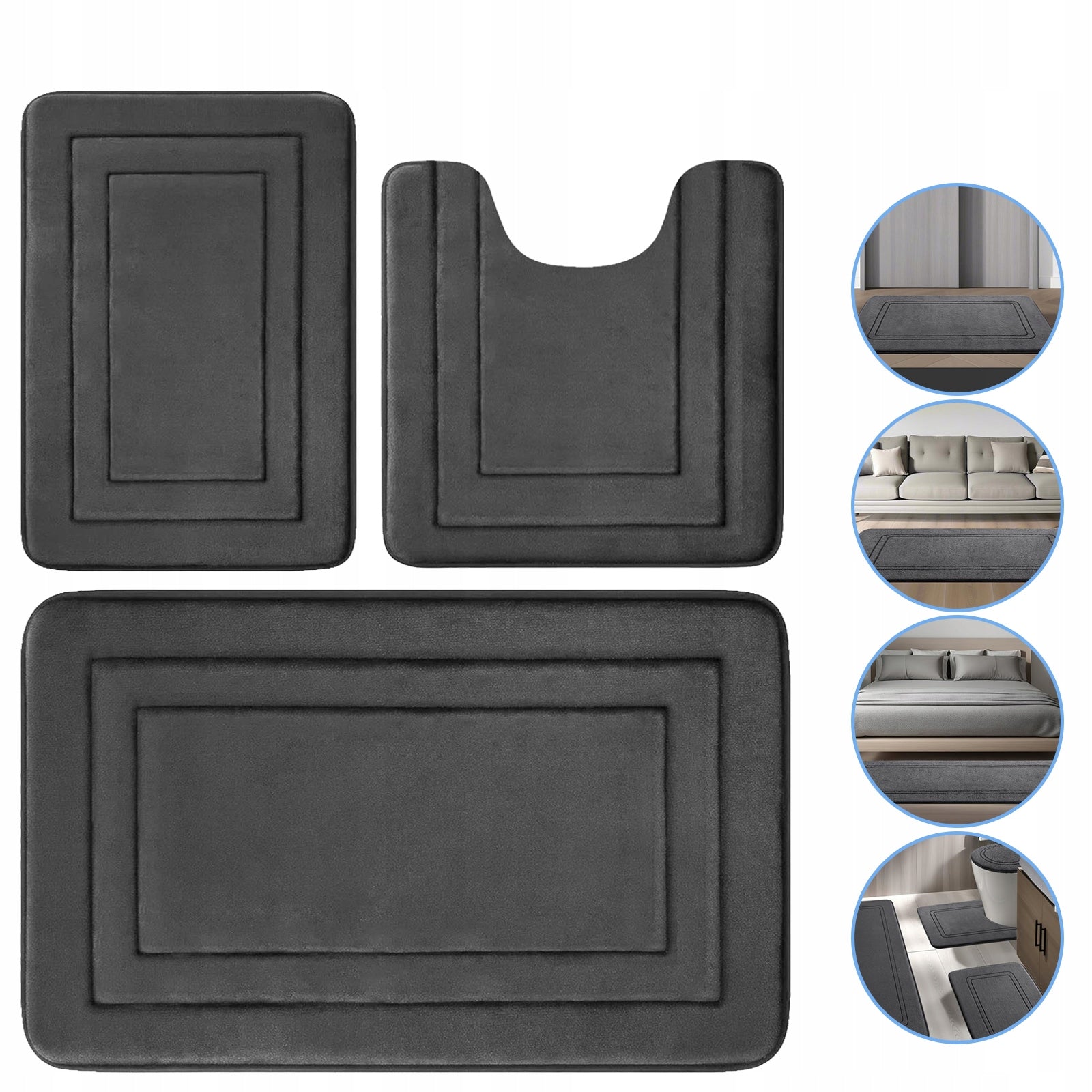 3pcs Bathroom Rugs SET NON-SLIP Mega Soft Thickness Manufacturer code PPYT