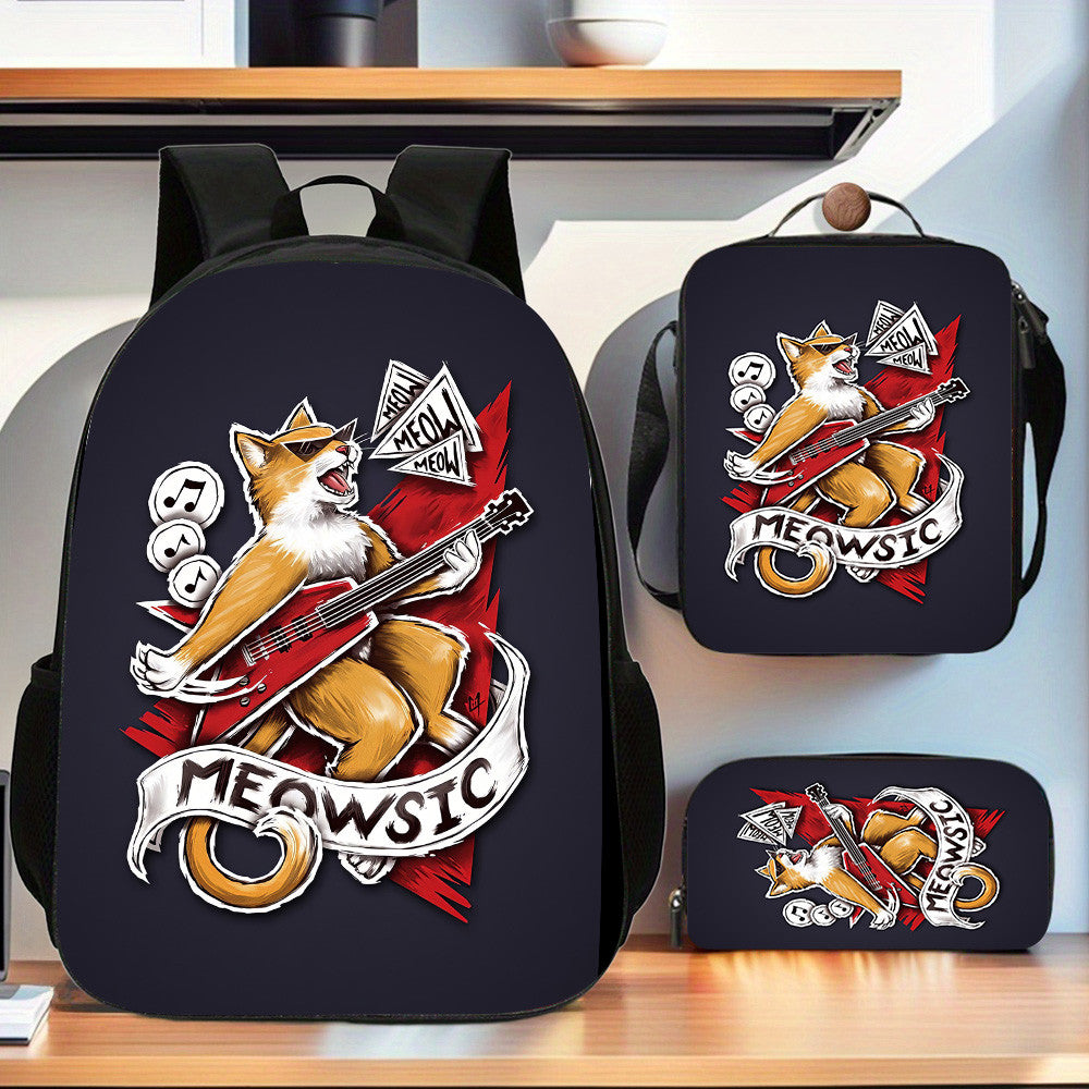 3pcs /s Backpack Set with Laptop Compartment & Pen Case - Large Capacity Bo